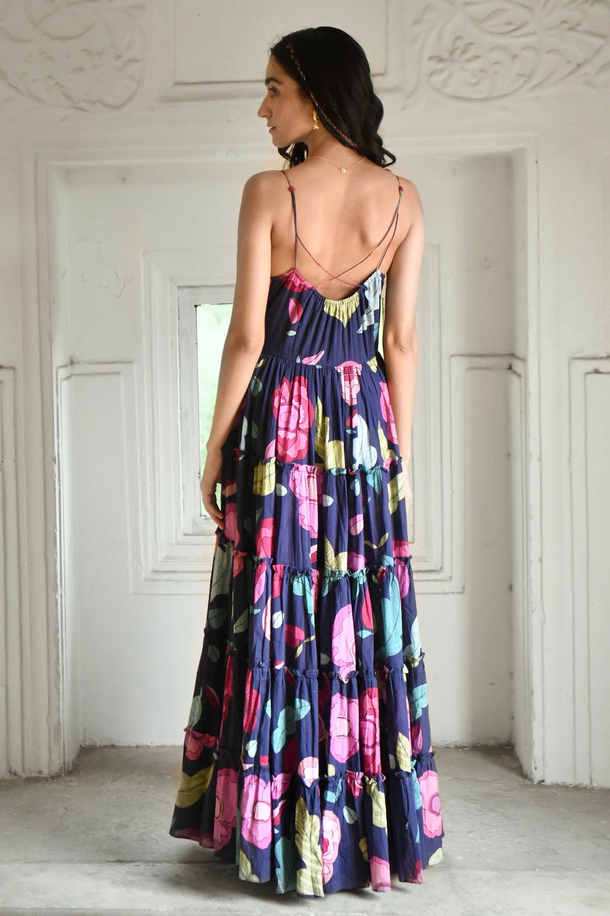 Blue Mulmul Tiered Maxi Dress
