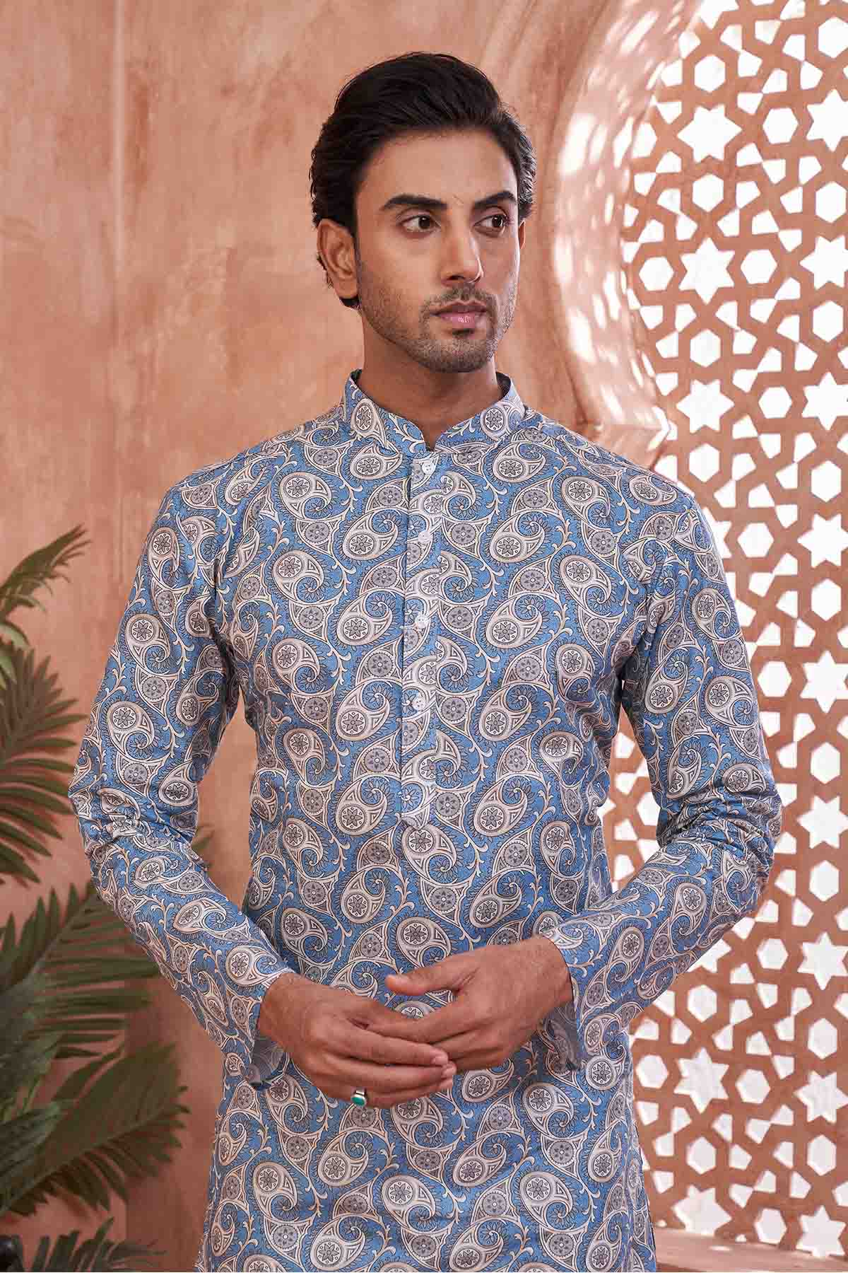 Blue Multi Paisley Print Kurta