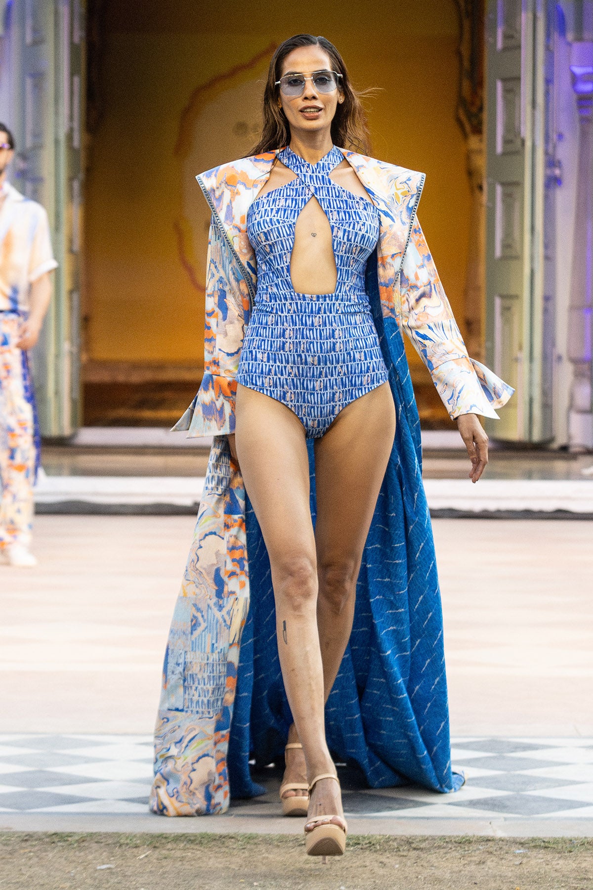 Multicolor Lapel Collar Jacket