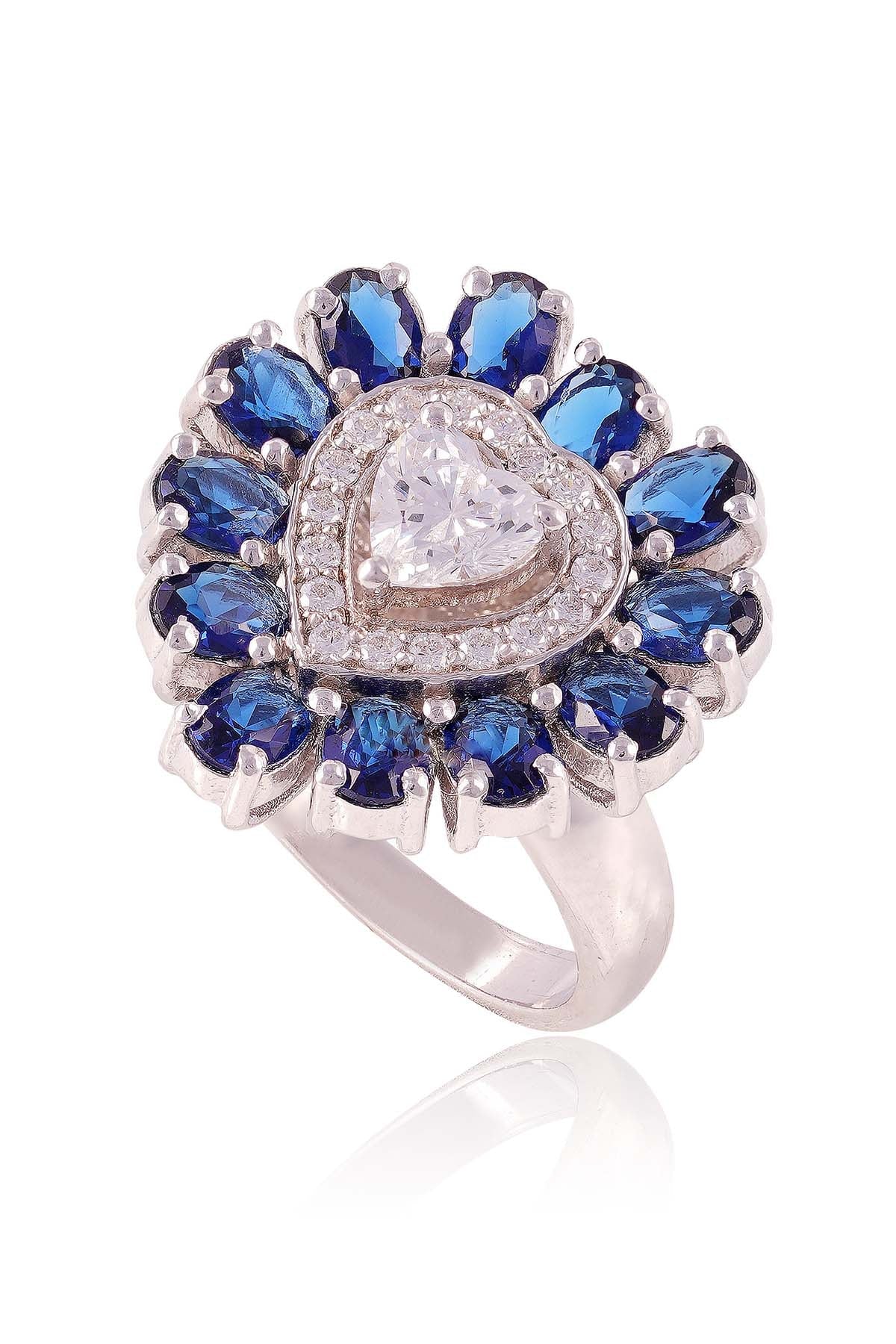 Buy Blue Ocean Heart Shaped Ring by Prata for women online at ScrollnShops