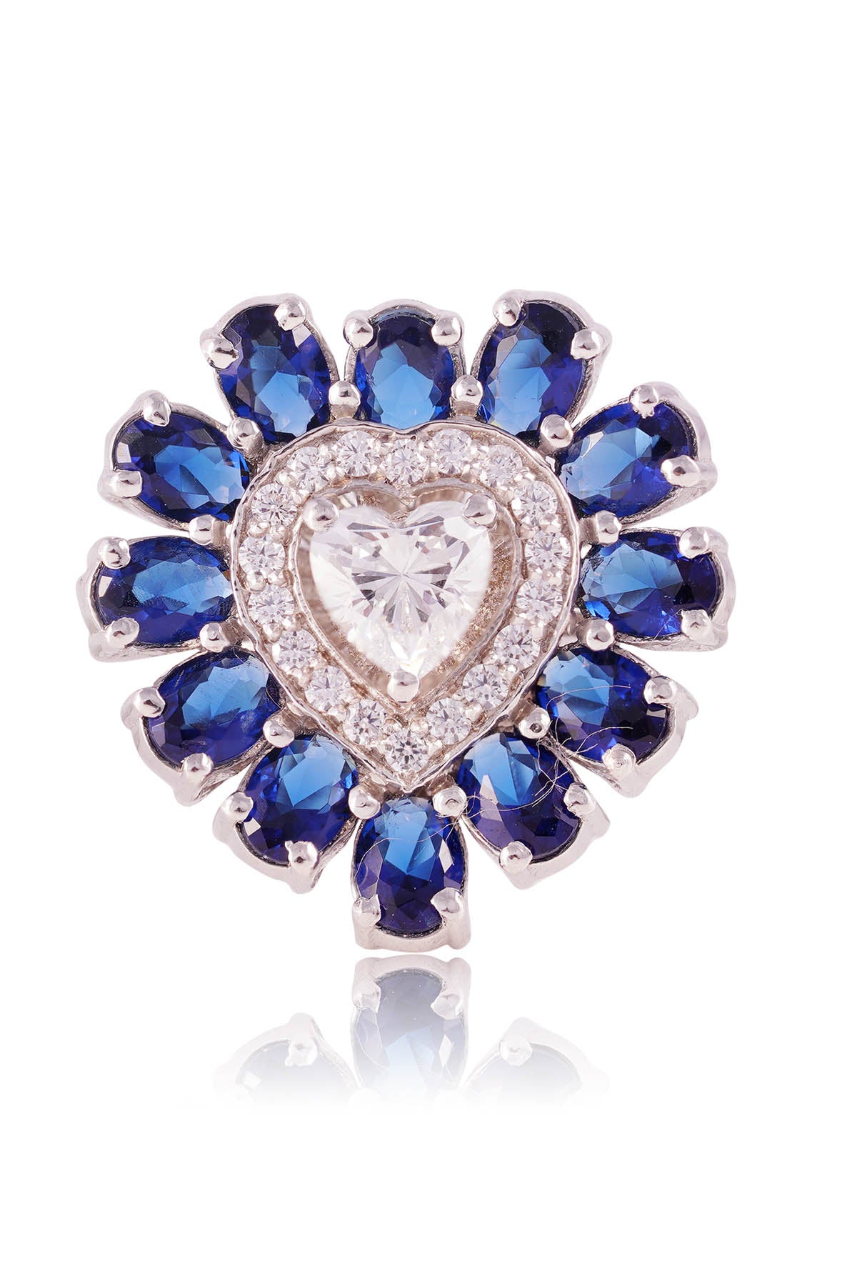 Blue Ocean Heart Shaped Ring