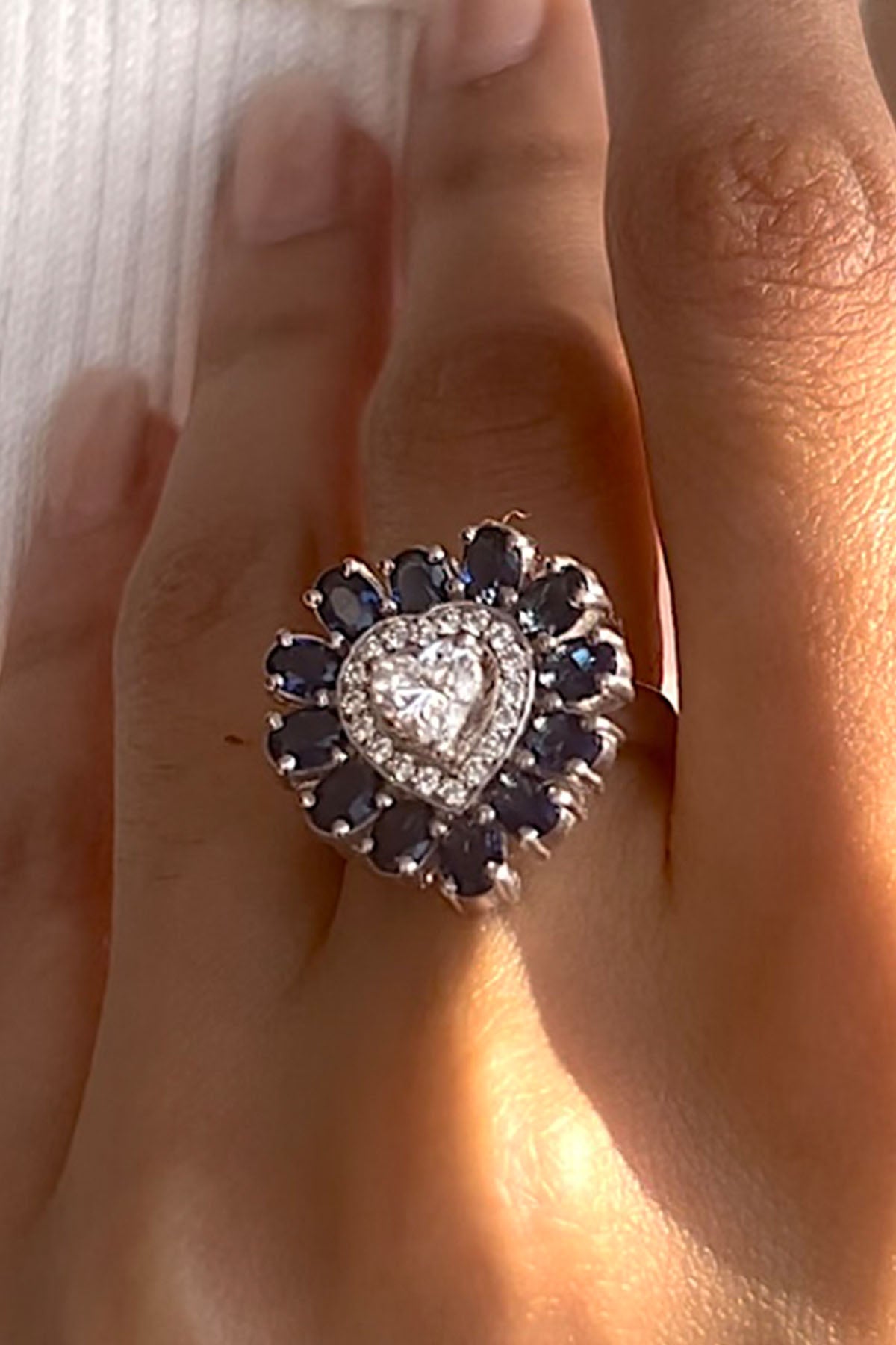 Blue Ocean Heart Shaped Ring