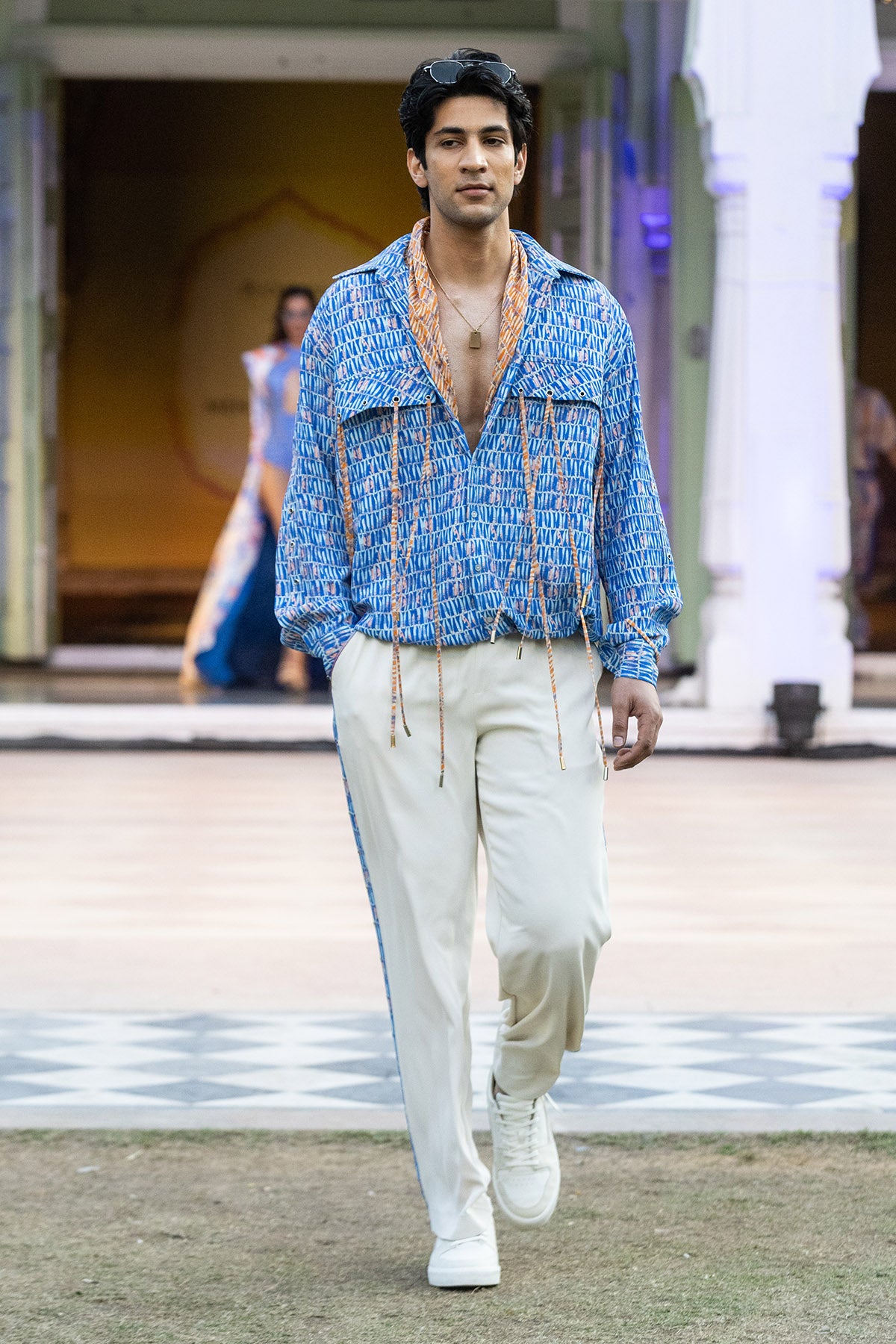 Blue Ocean Printed Pockets Shirt