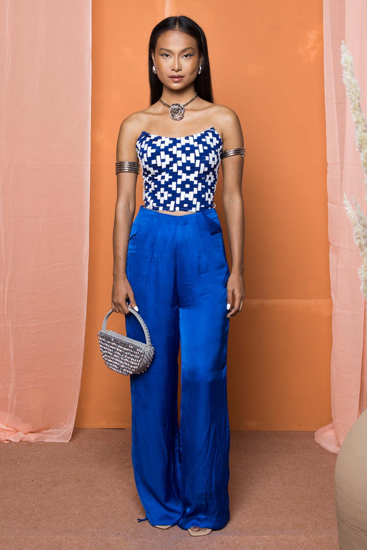 Shivanii Blue Off Shoulder Corset Bustier for women online at ScrollnShops