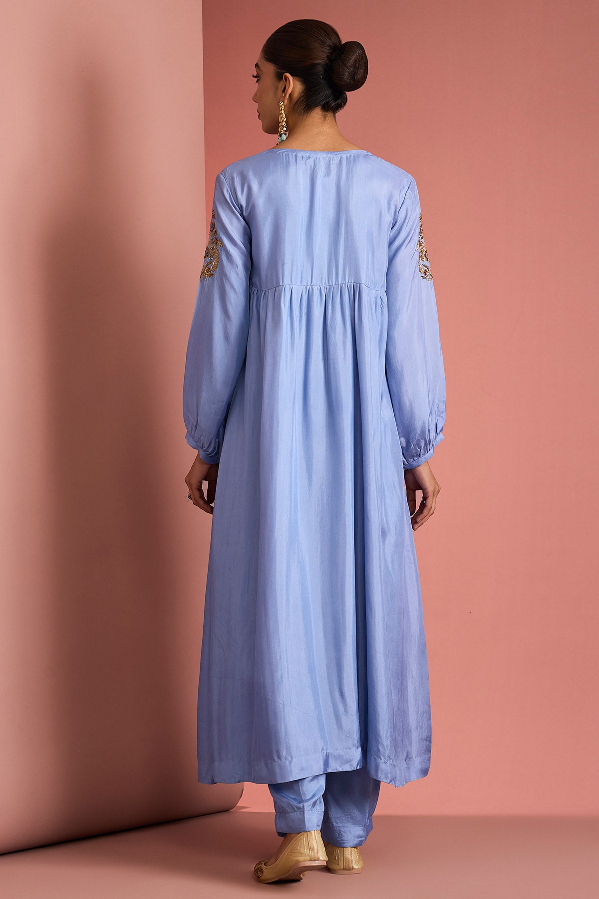 Blue Opara Silk Motif Kurta Set