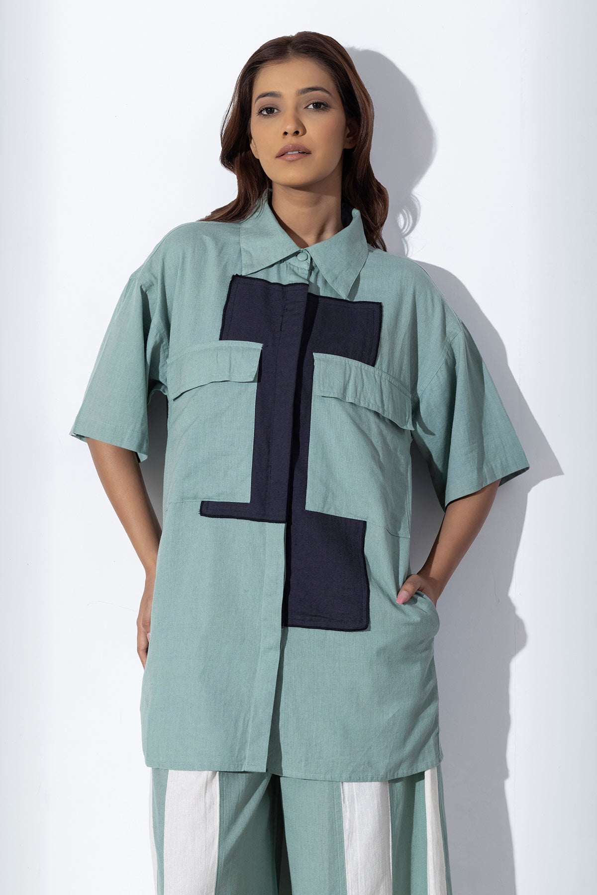 Blue Oversized Shirt & Pants