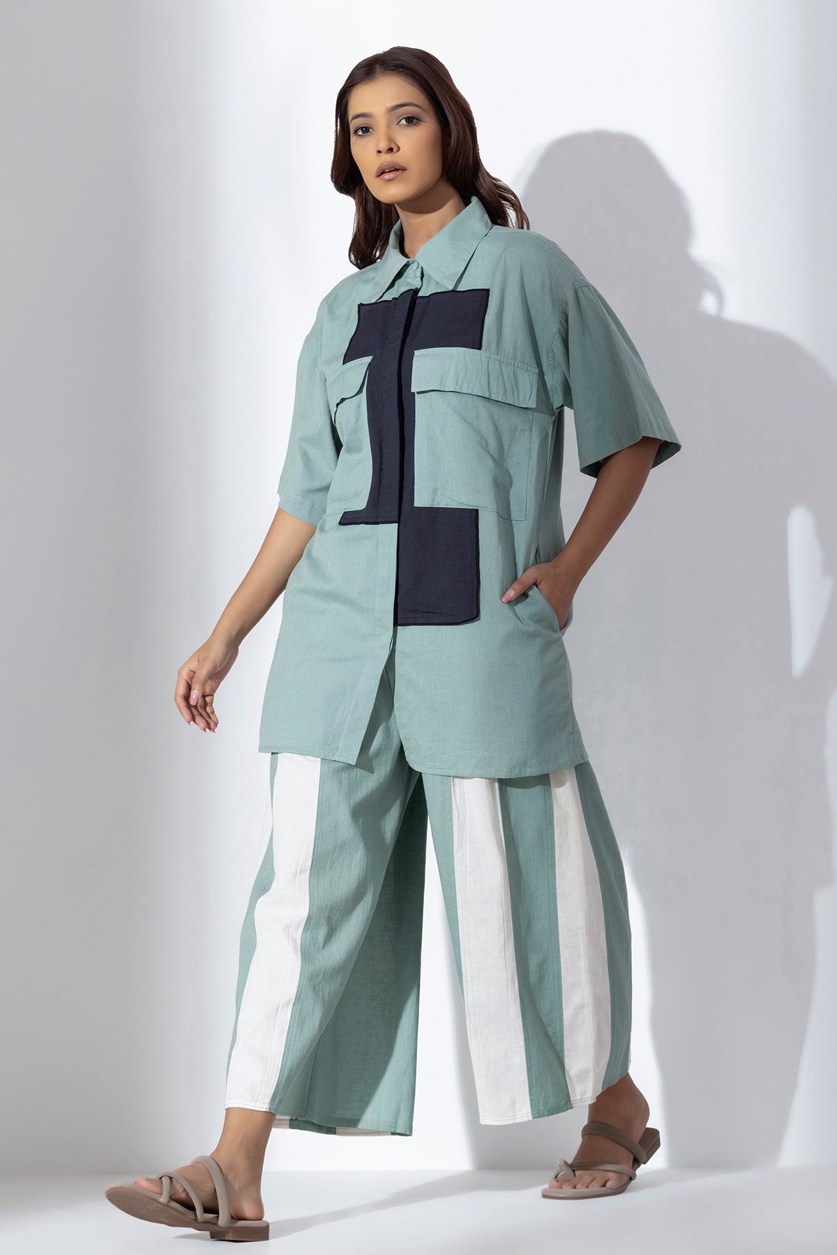 Blue Oversized Shirt & Pants