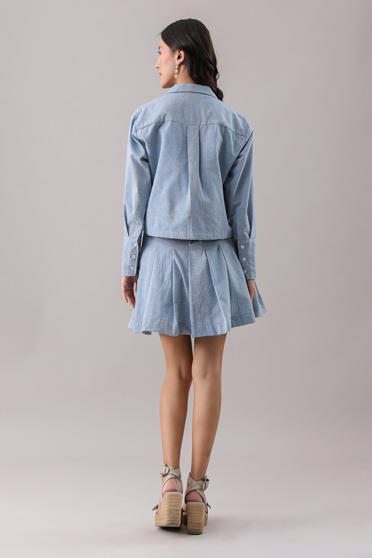 Blue Oversized Shirt & Skirt