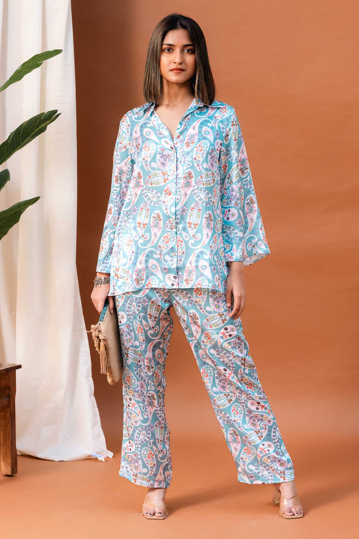 Svamsa Blue Paisley Print Co-ord Set for women online at ScrollnShops