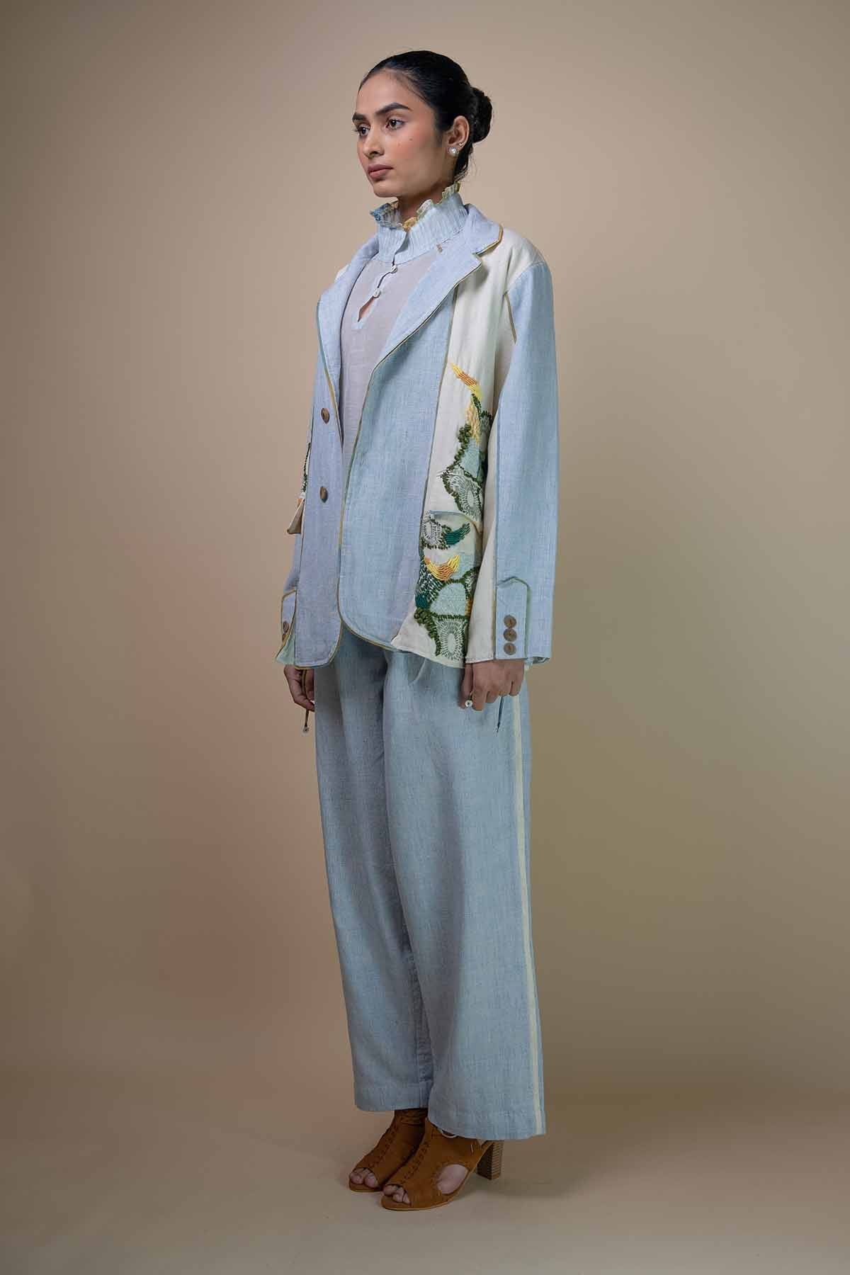 Blue Panelled Pocket Blazer