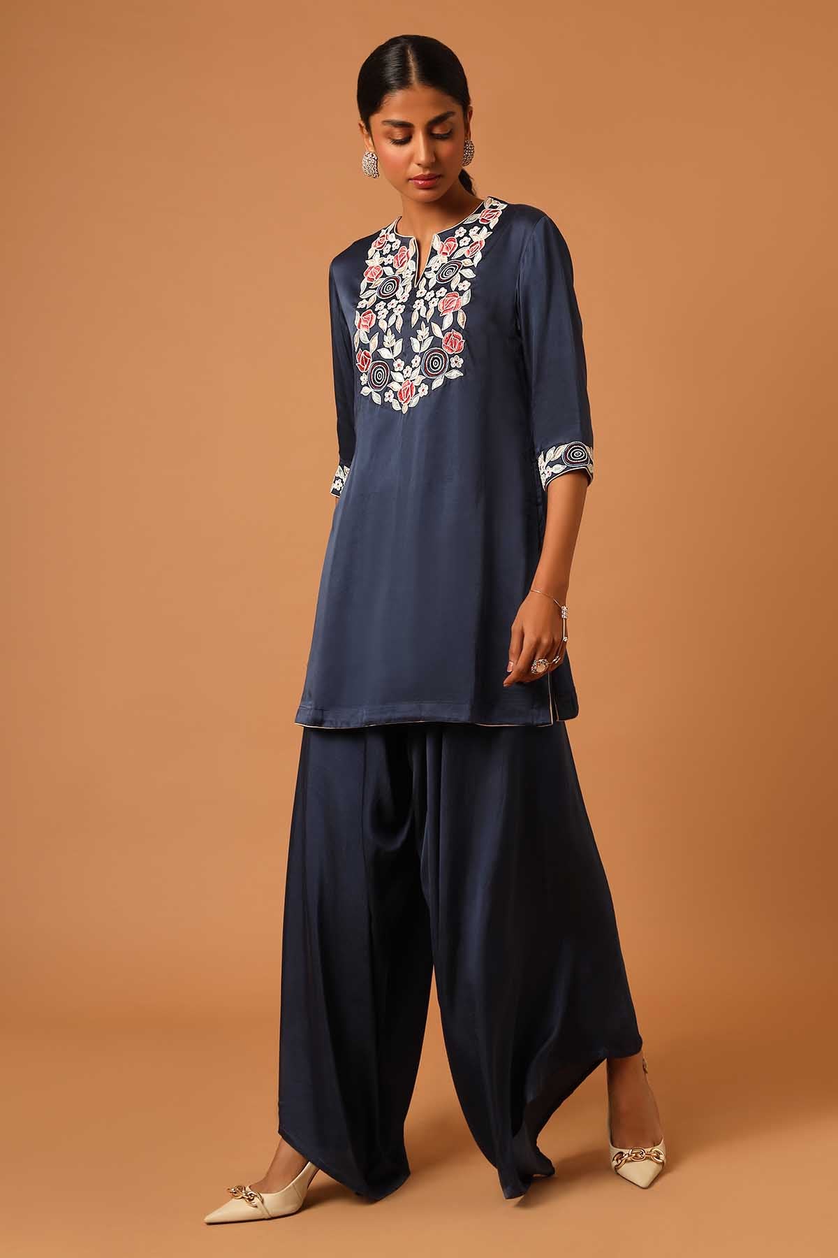 Blue Patchwork Kurta & Pants