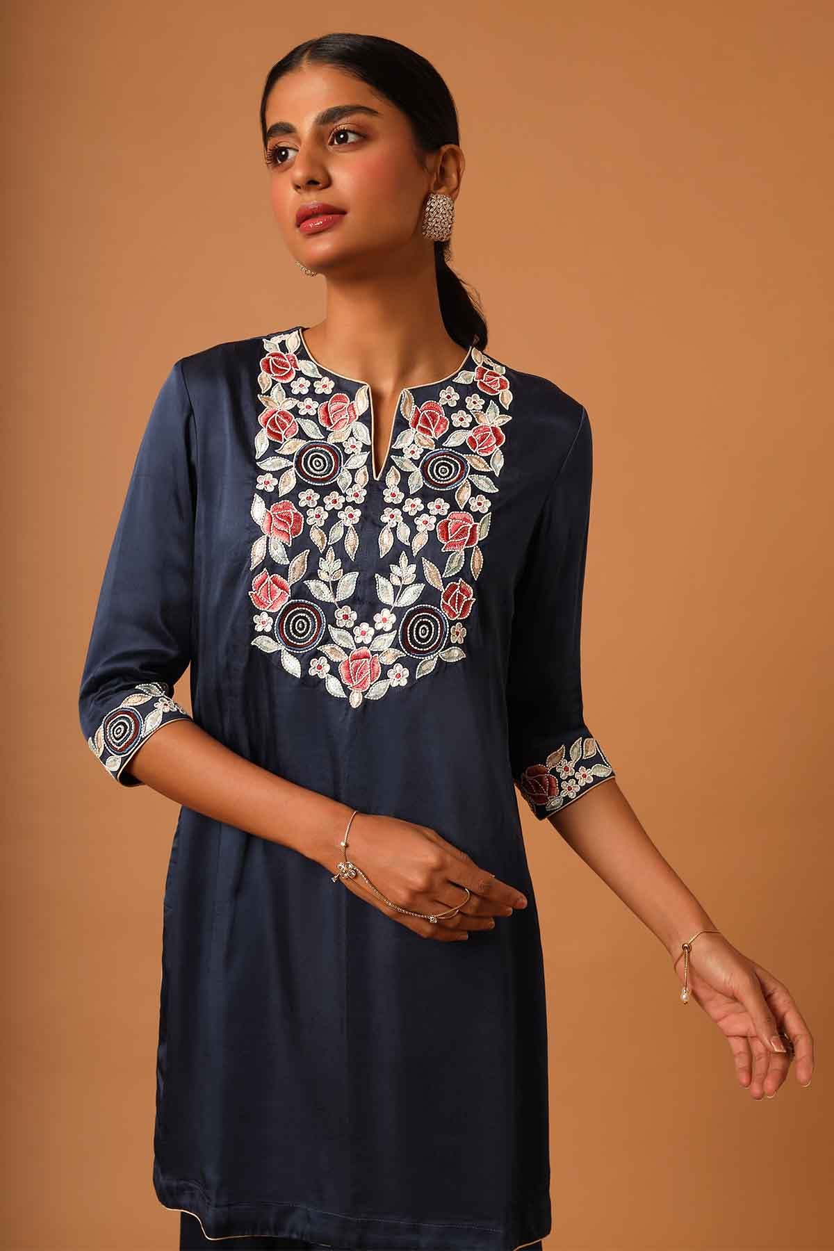 Blue Patchwork Kurta & Pants