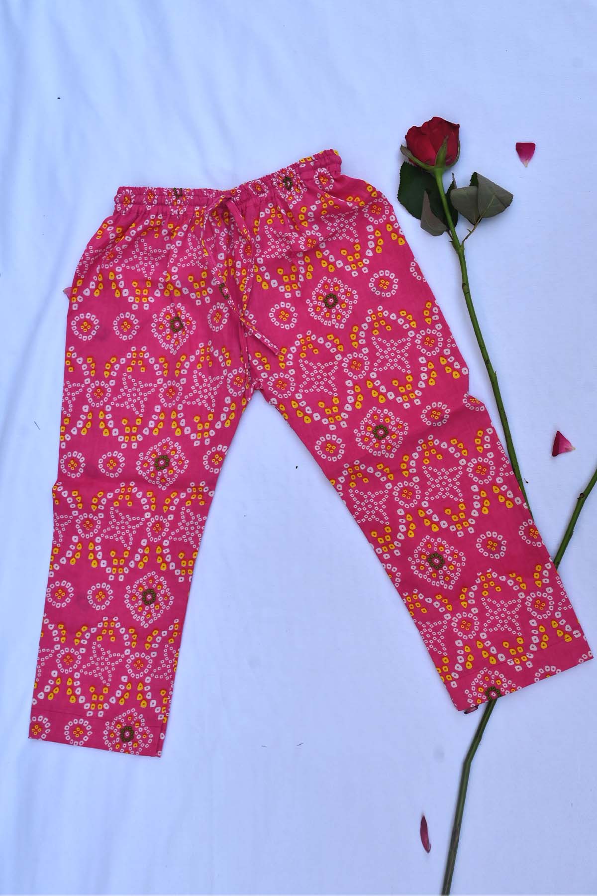 Blue & Pink Cotton Kurta & Pants