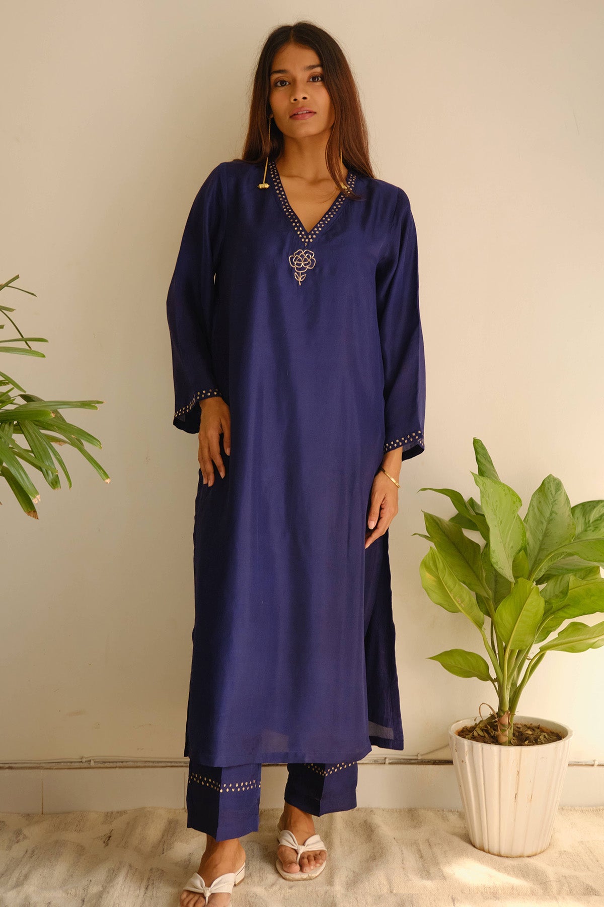 Buy Blue Pitta Embroidery Kurta Set for women by Juanita by Shubhda online available at scrollnshops