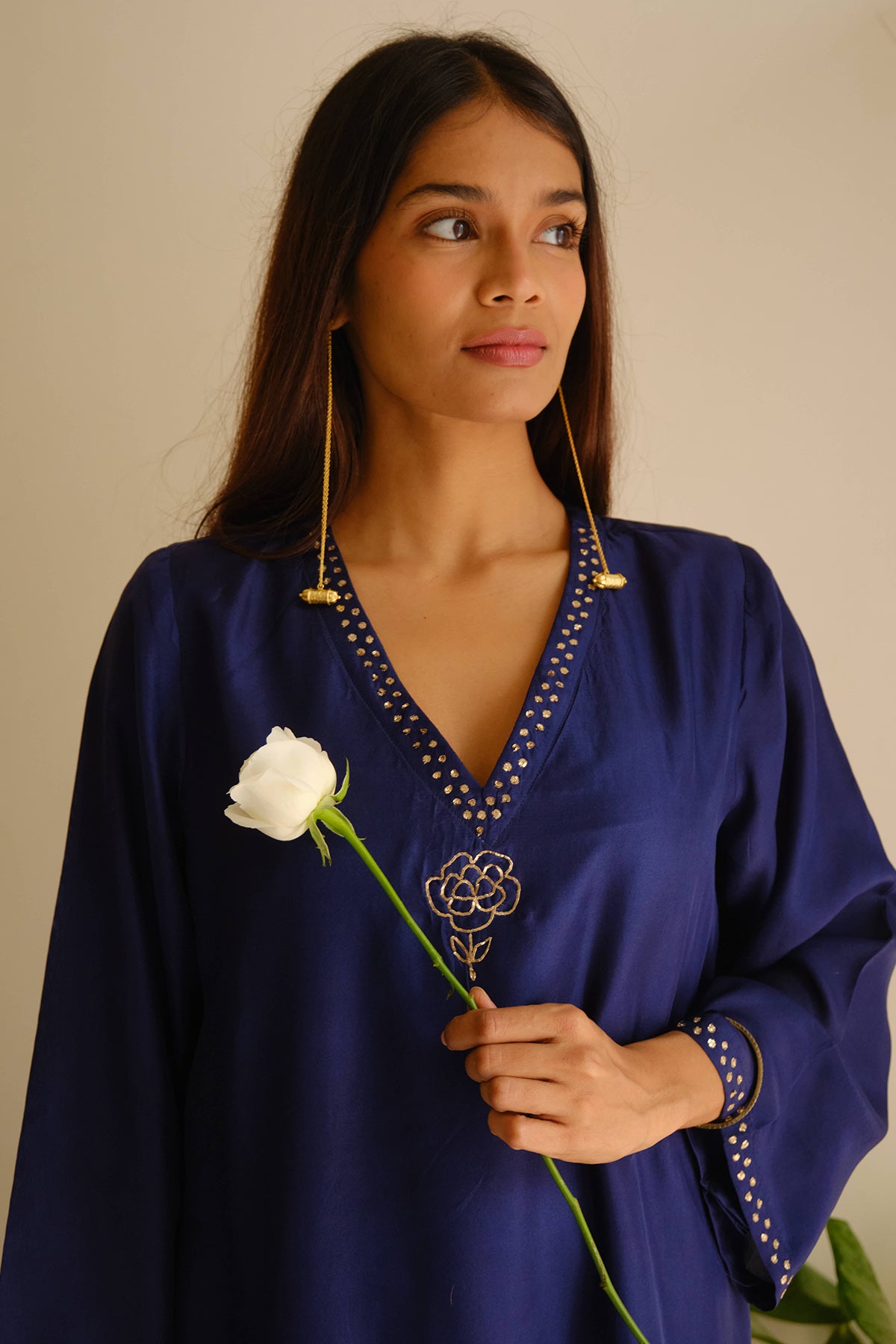 Blue Pitta Embroidery Kurta Set