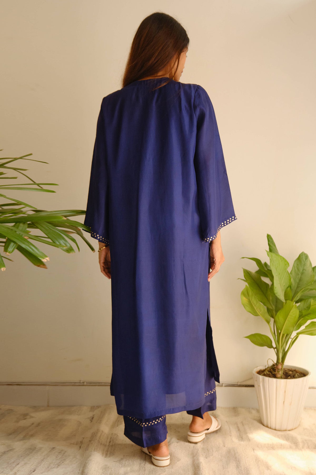 Blue Pitta Embroidery Kurta Set