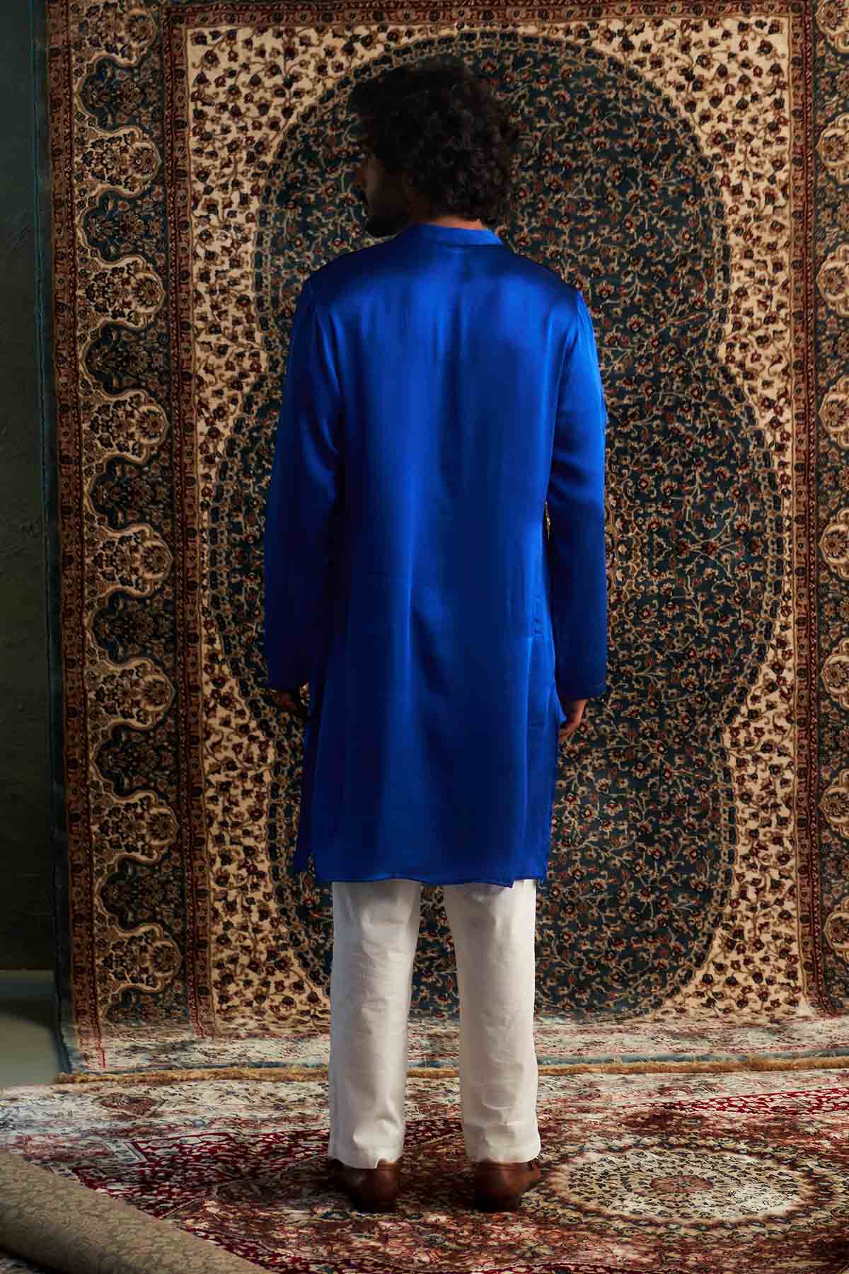 Blue Pocket Kurta & Trousers