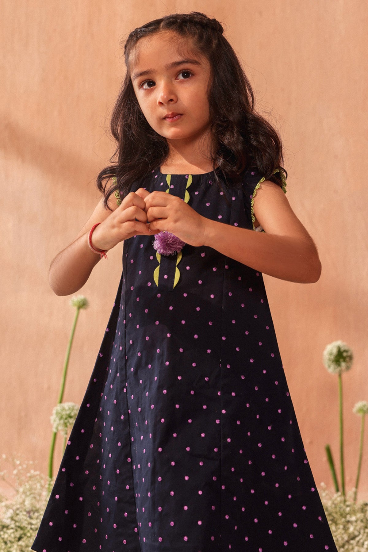 Blue Polka Dot Printed Kurta Set