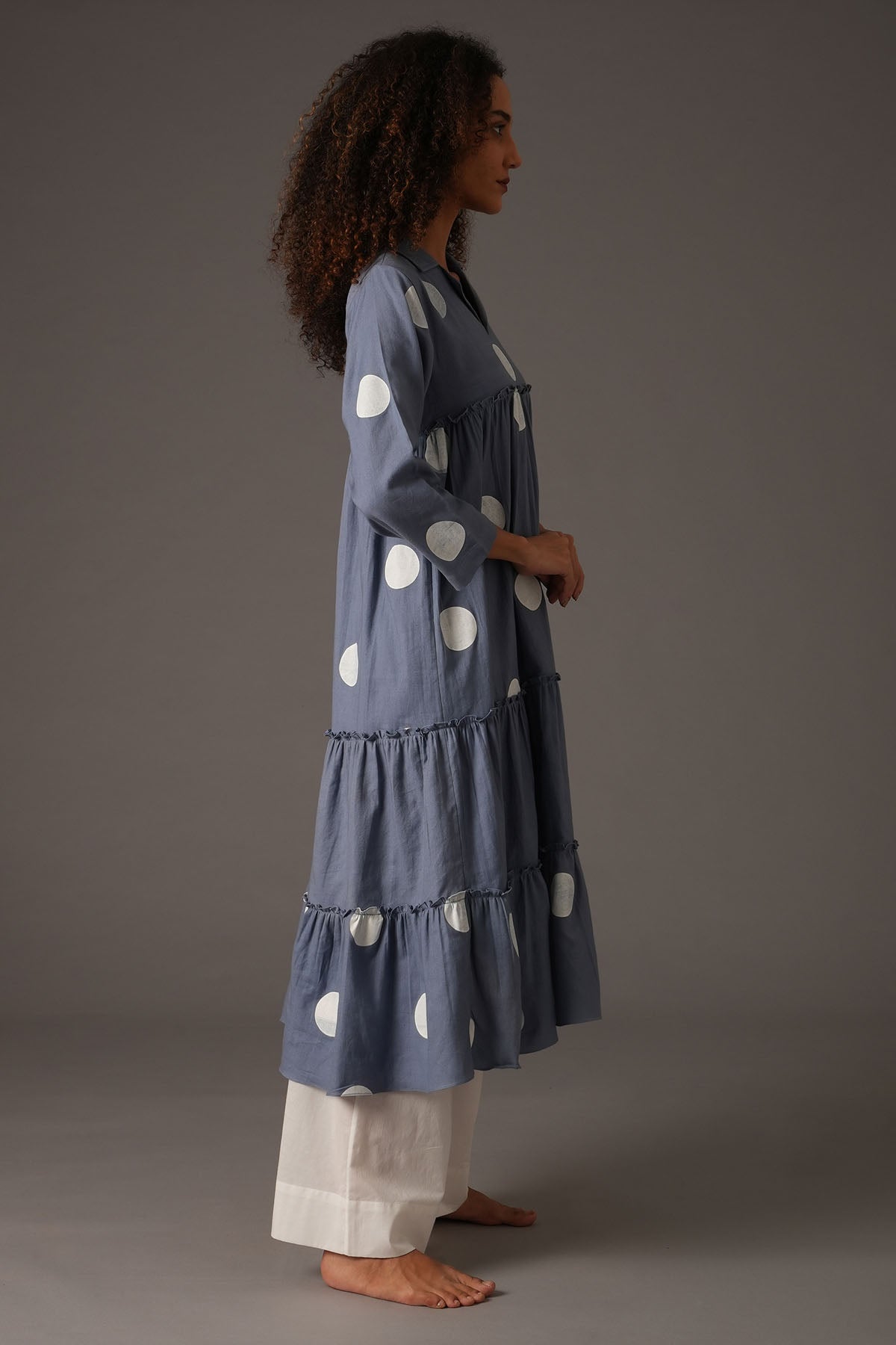 Blue Polka Print Kurta & Pants