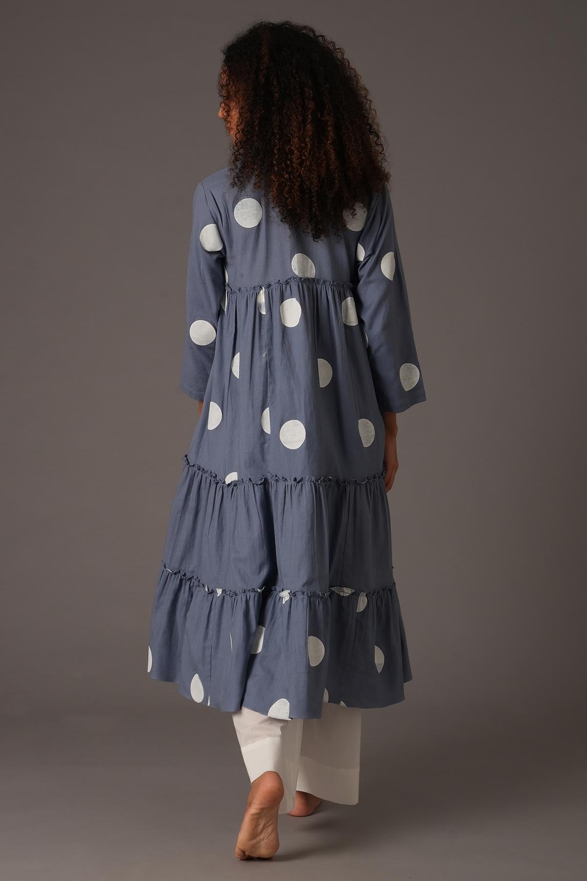 Blue Polka Print Kurta & Pants