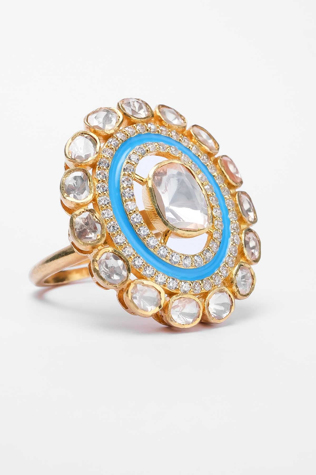 Blue Polki Embellished Ring