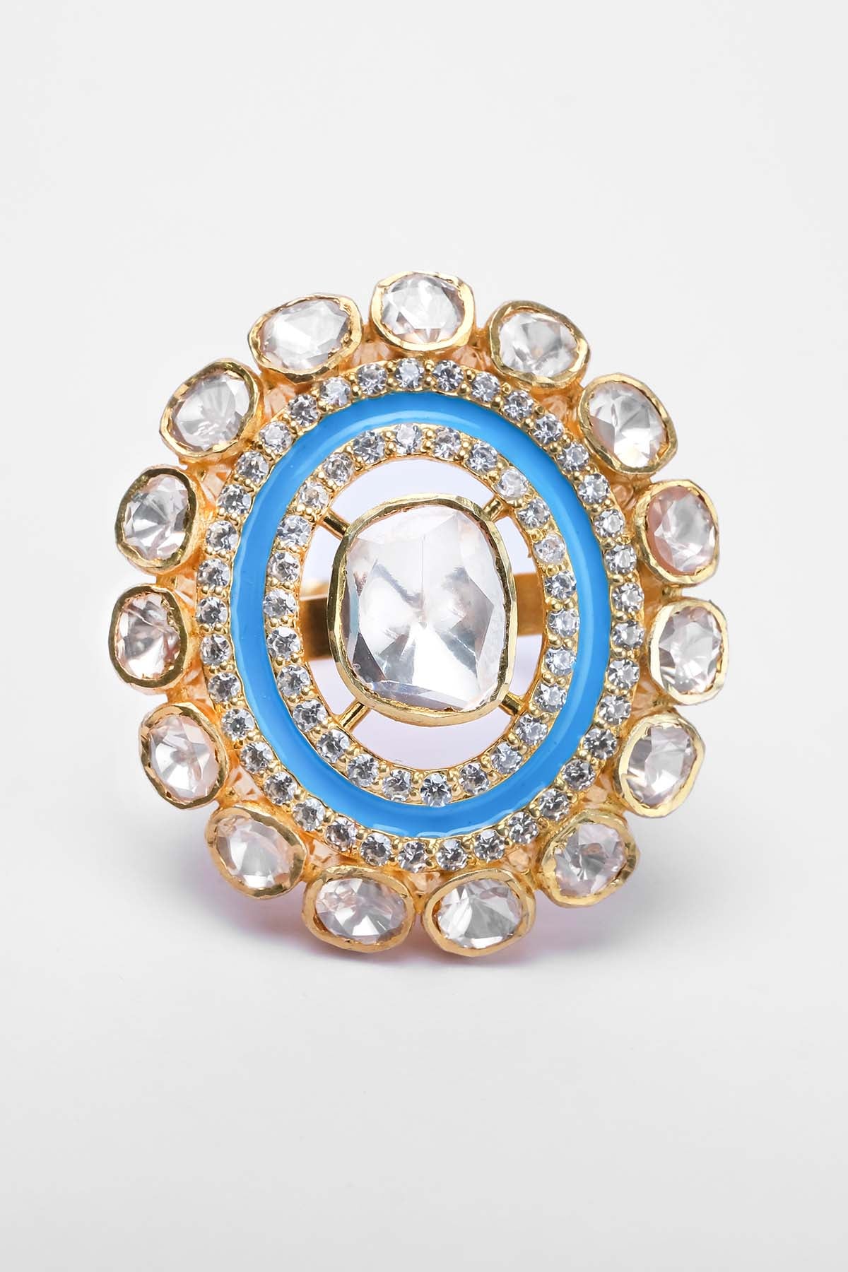 Blue Polki Embellished Ring