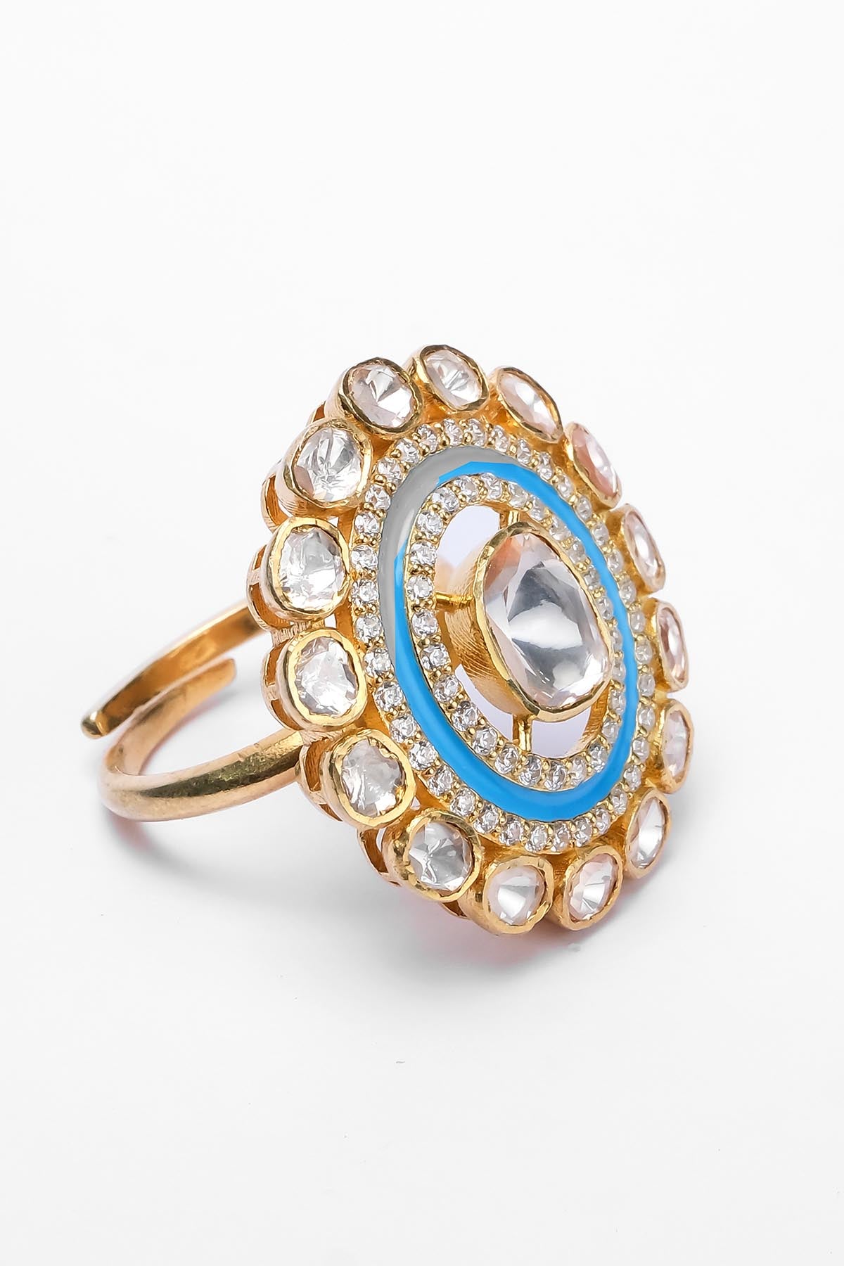 Blue Polki Embellished Ring