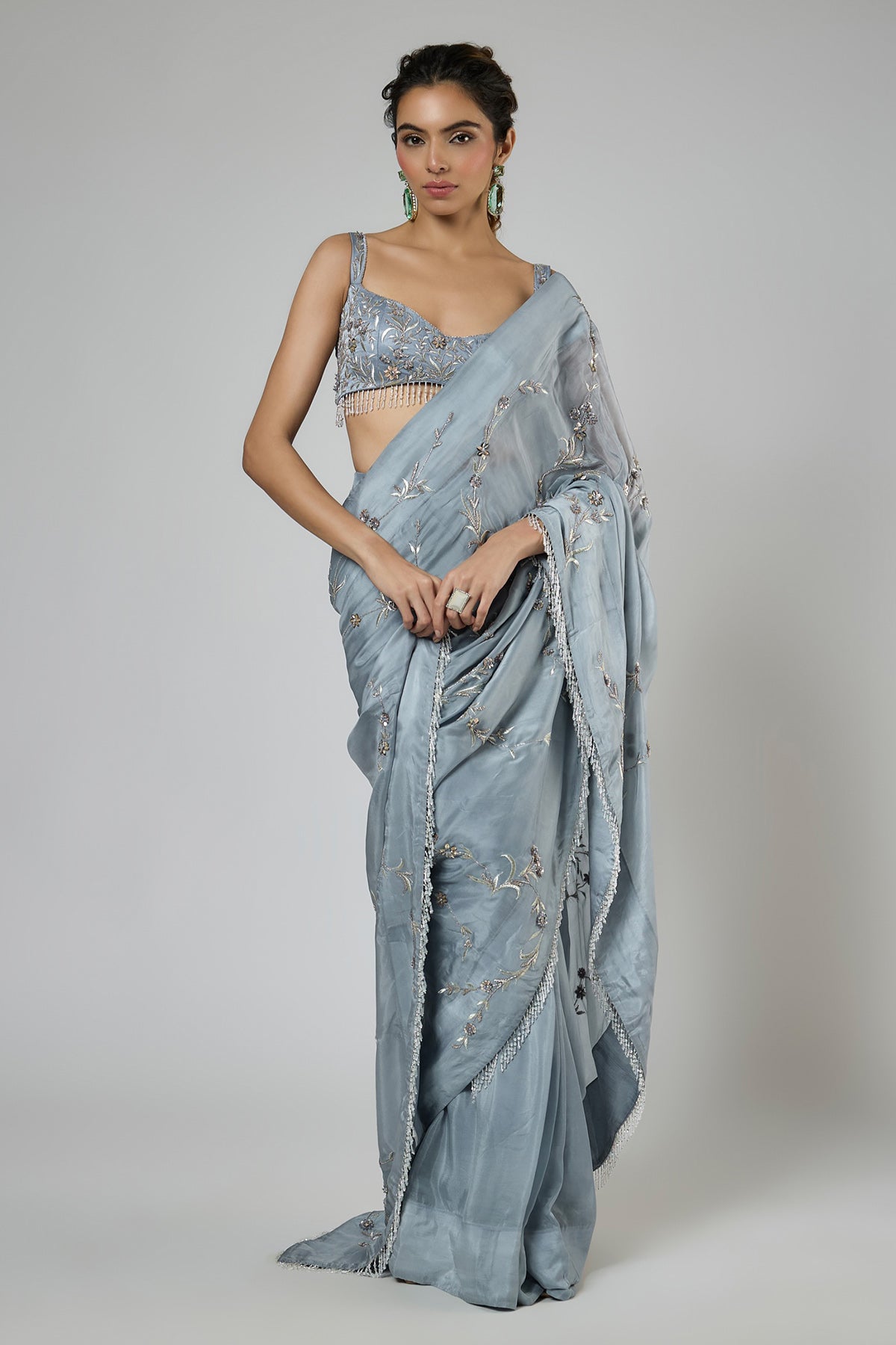Blue Prestitch Saree & Blouse
