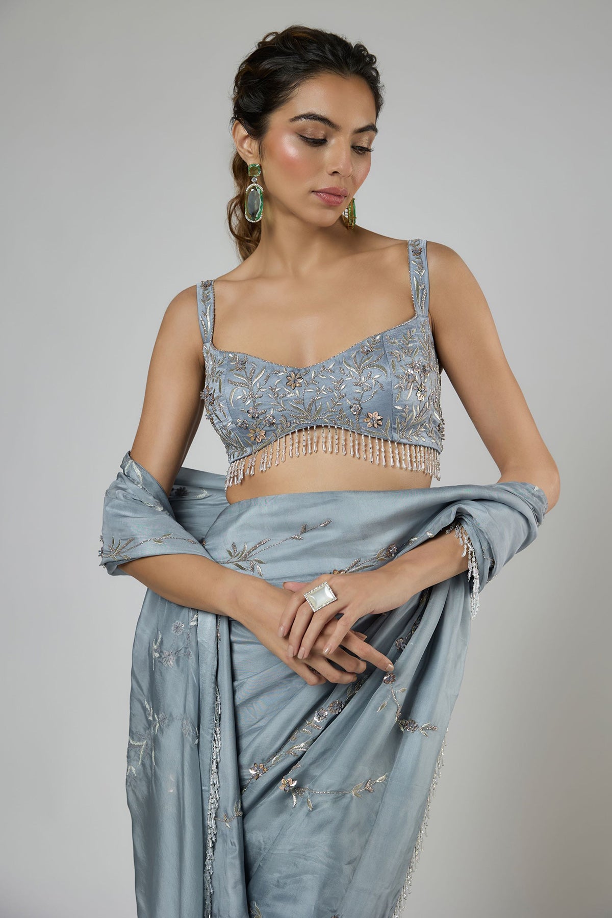 Blue Prestitch Saree & Blouse