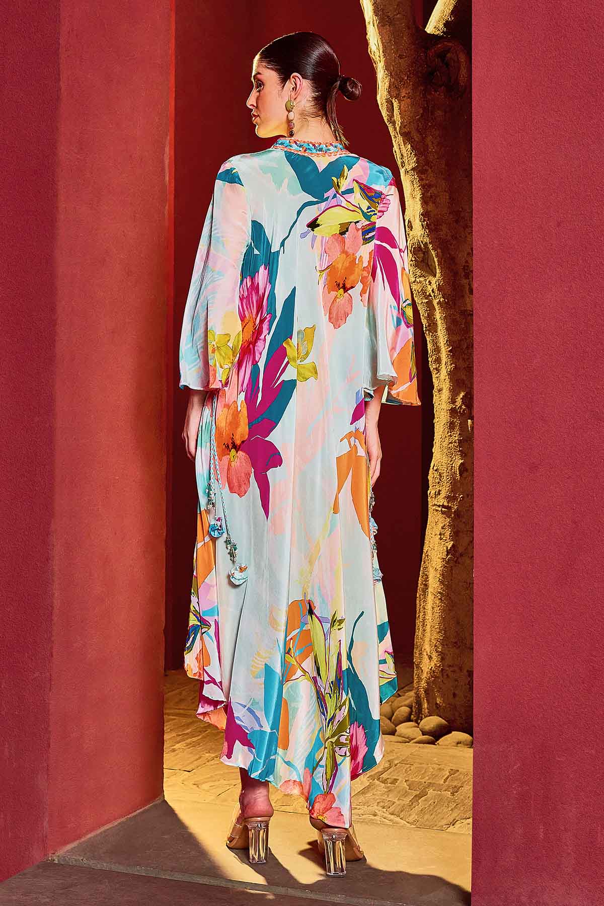 Blue Print Asymmetrical Kaftan