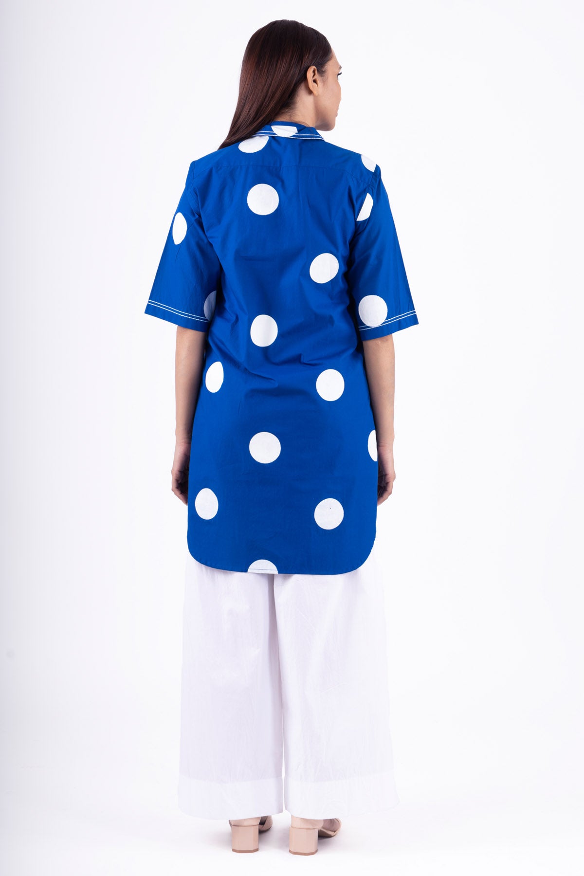 Blue Print Collar Top & Pants