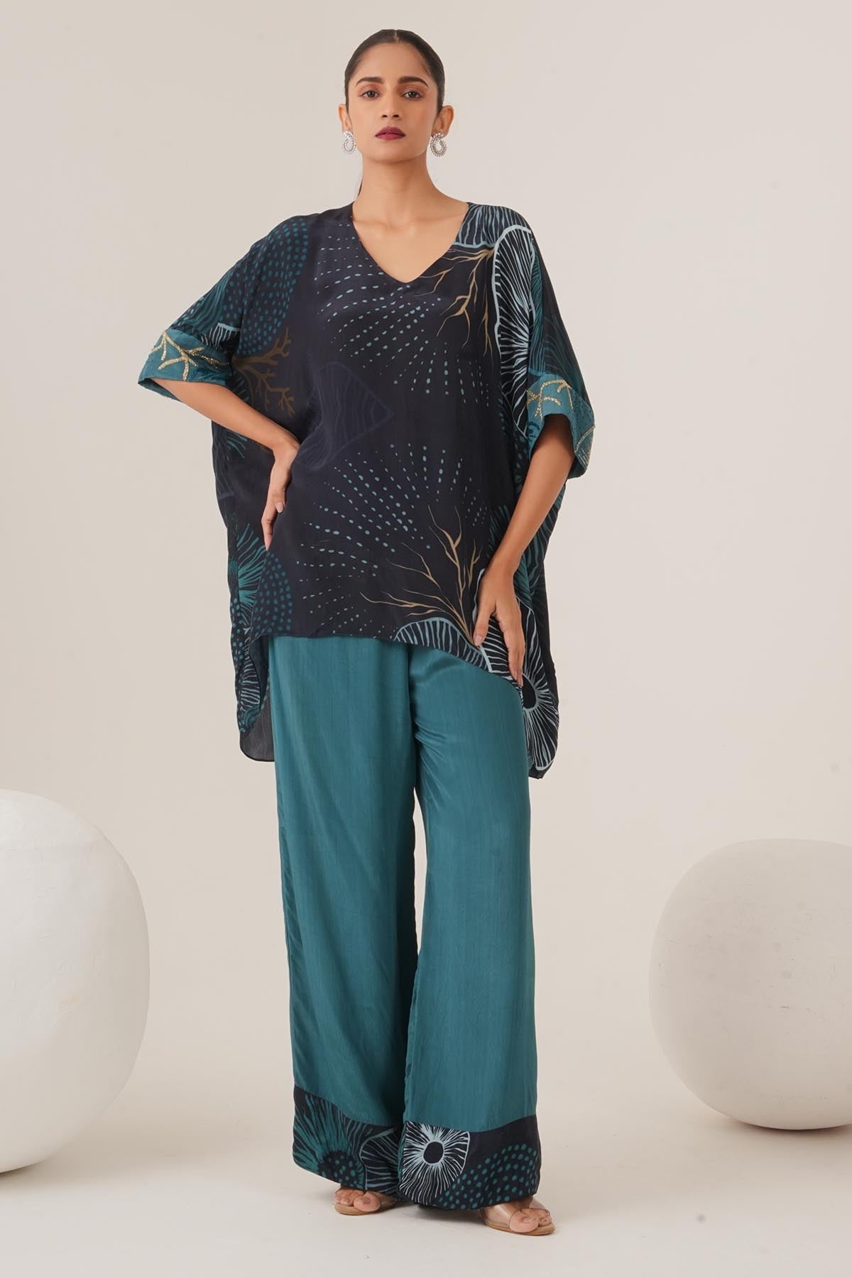 Buy Blue Print High-Low Top & Pants by Shristi Chetani for women online at ScrollnShops