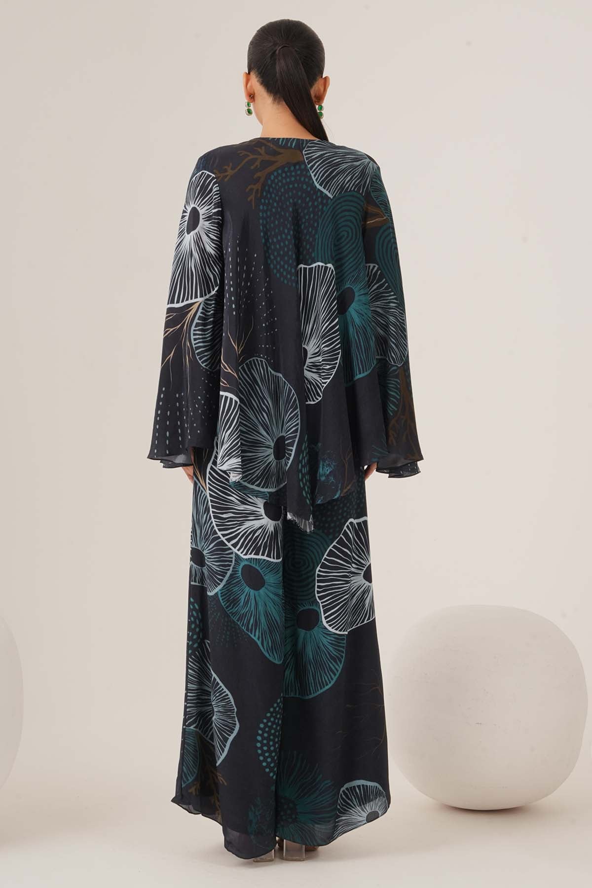 Blue Printed Collar Top & Pants