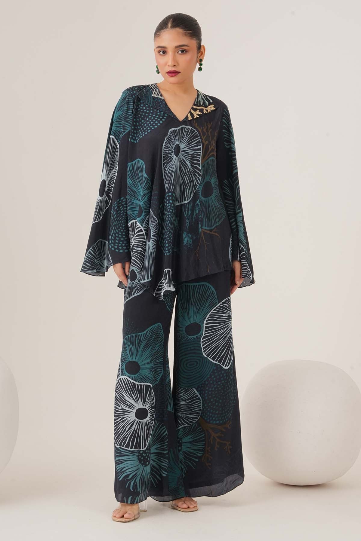 Buy Blue Printed Collar Top & Pants by Shristi Chetani for women online at ScrollnShops