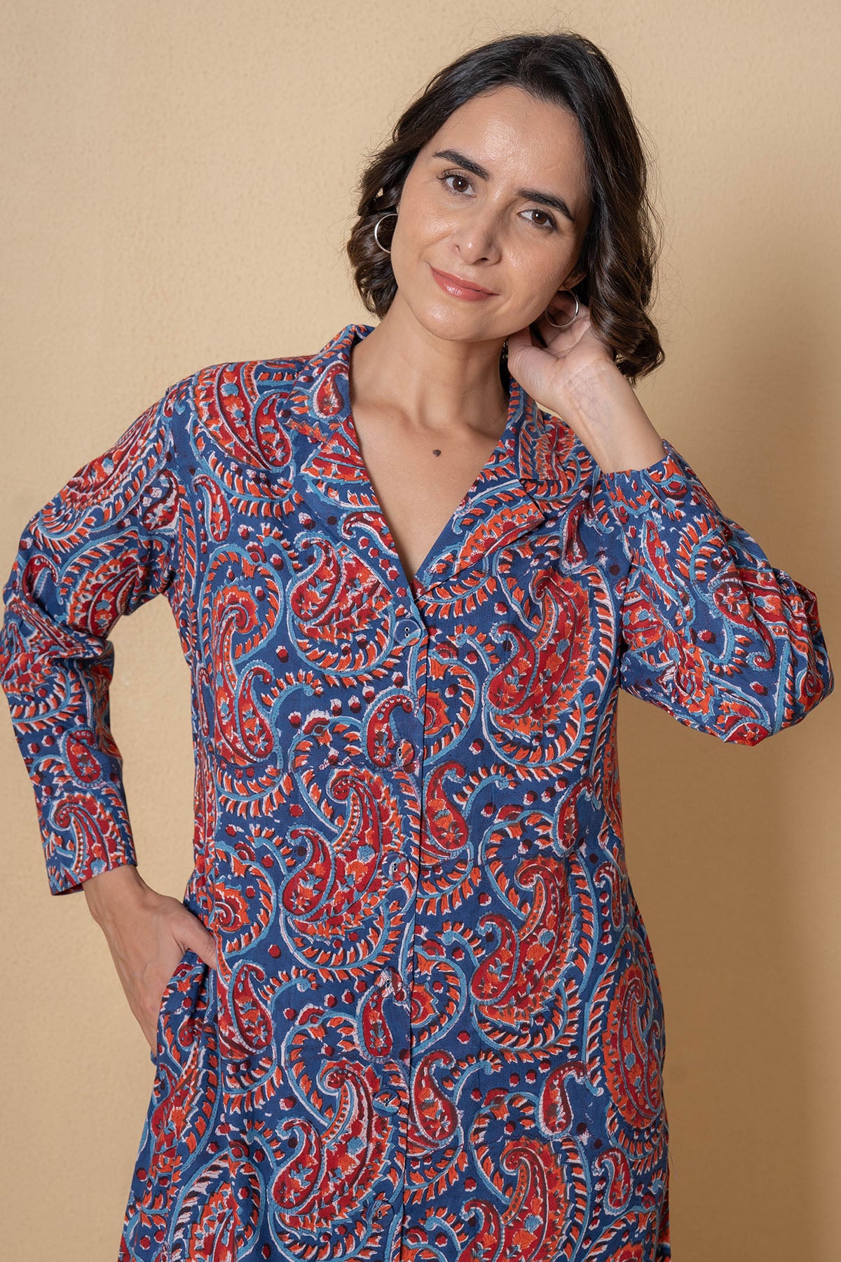 Blue Cotton Straight Kurta Set