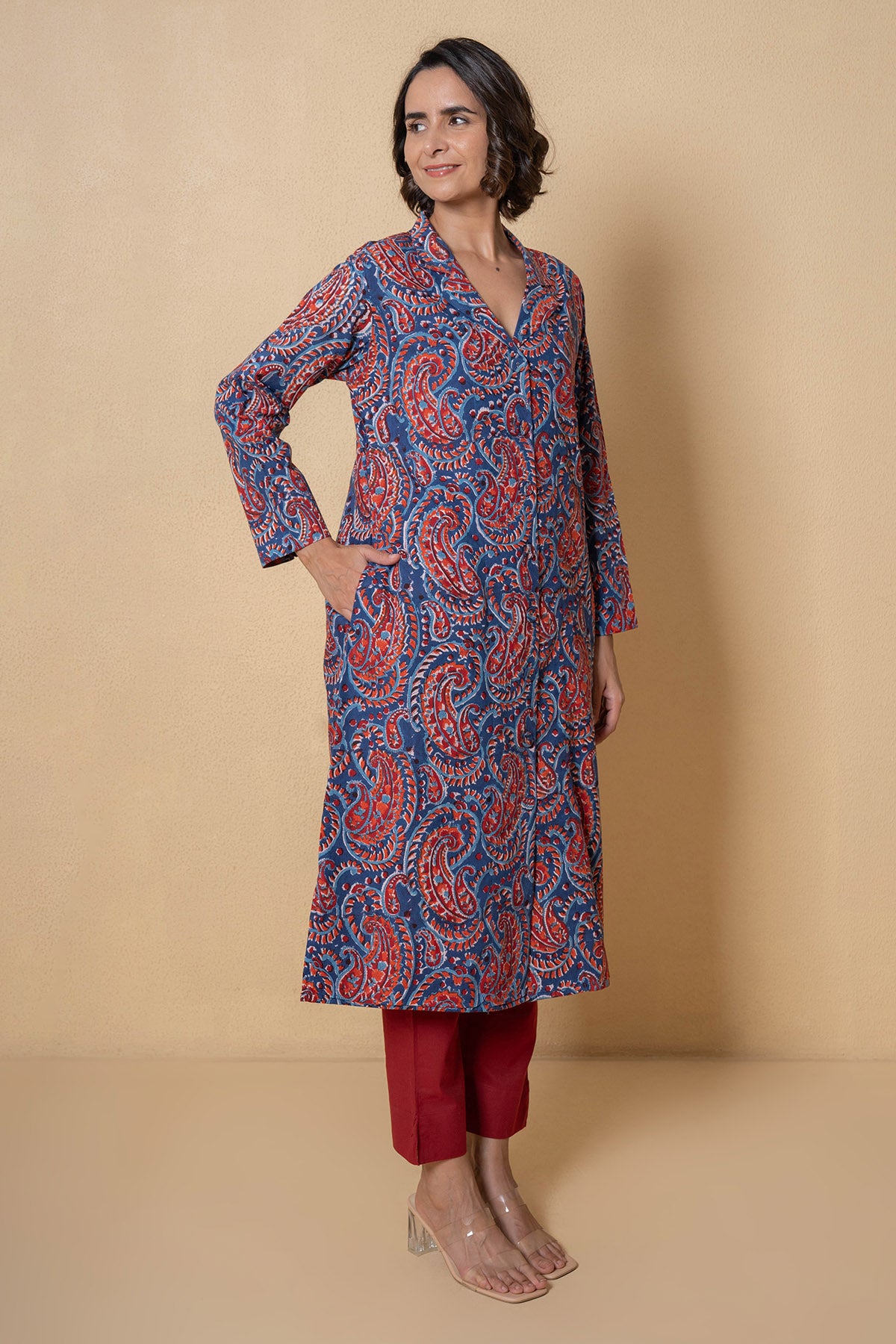 Blue Cotton Straight Kurta Set