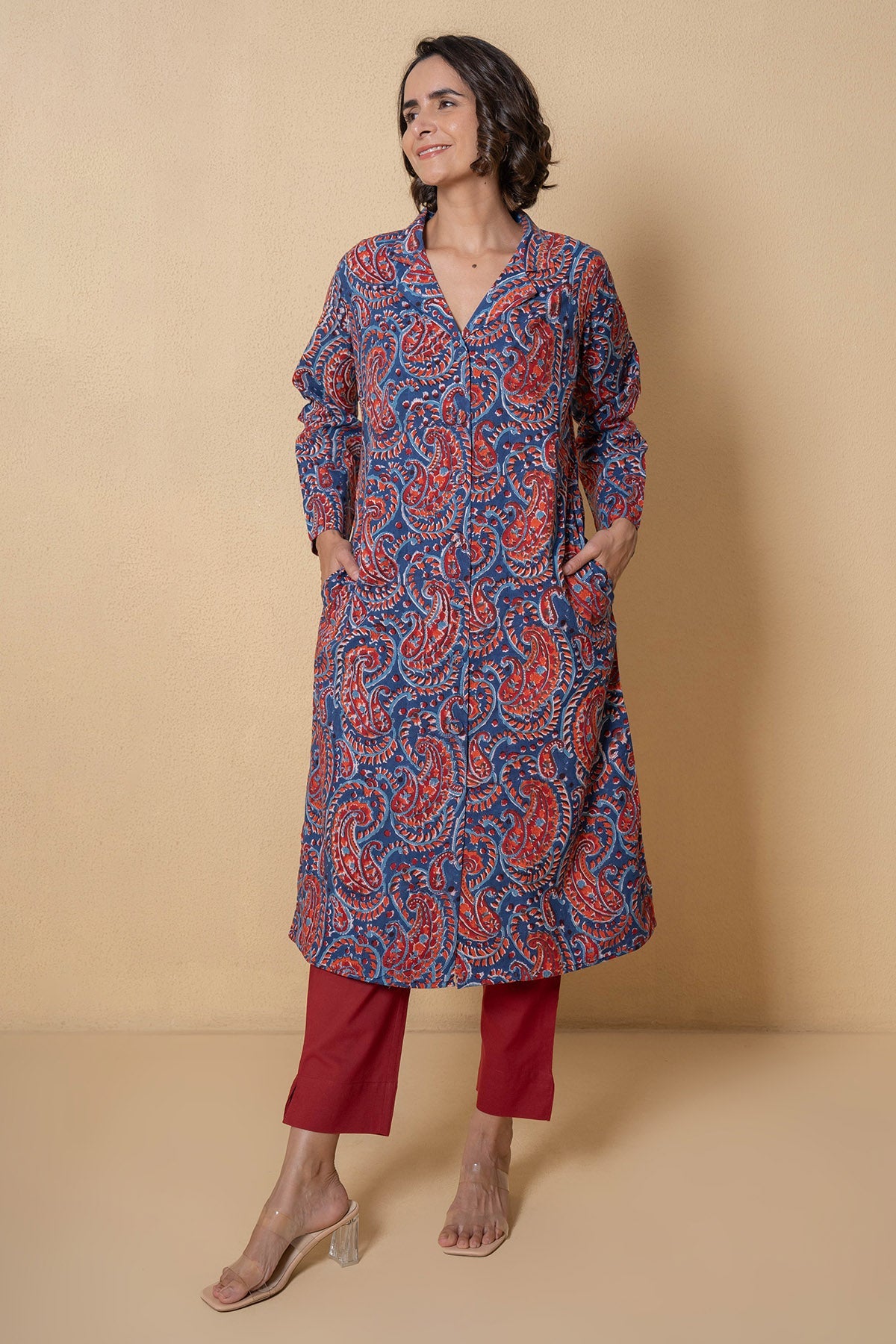 Buy Blue Cotton Straight Kurta Set for Women Online at ScrollnShops