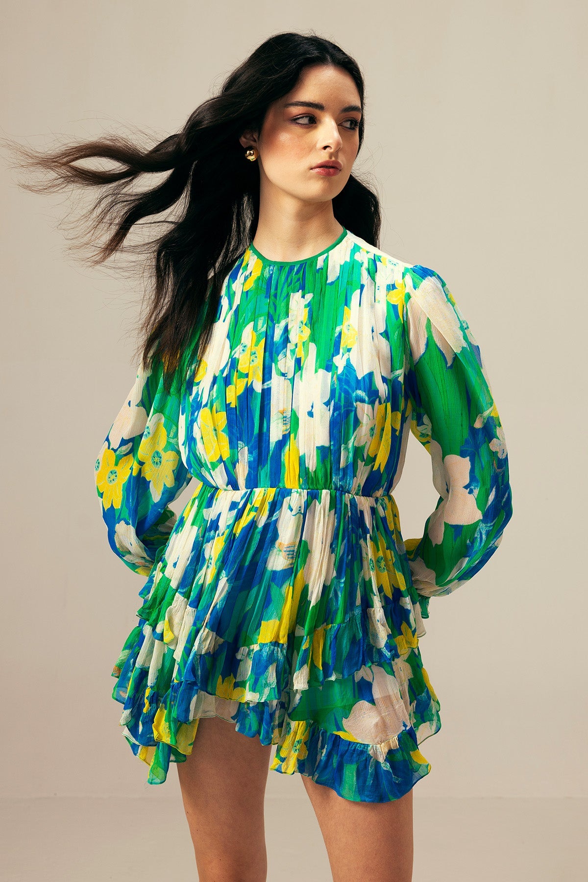 Buy Blue Printed Full Sleeves Dress by Reena Sharma for Women online at ScrollnShops