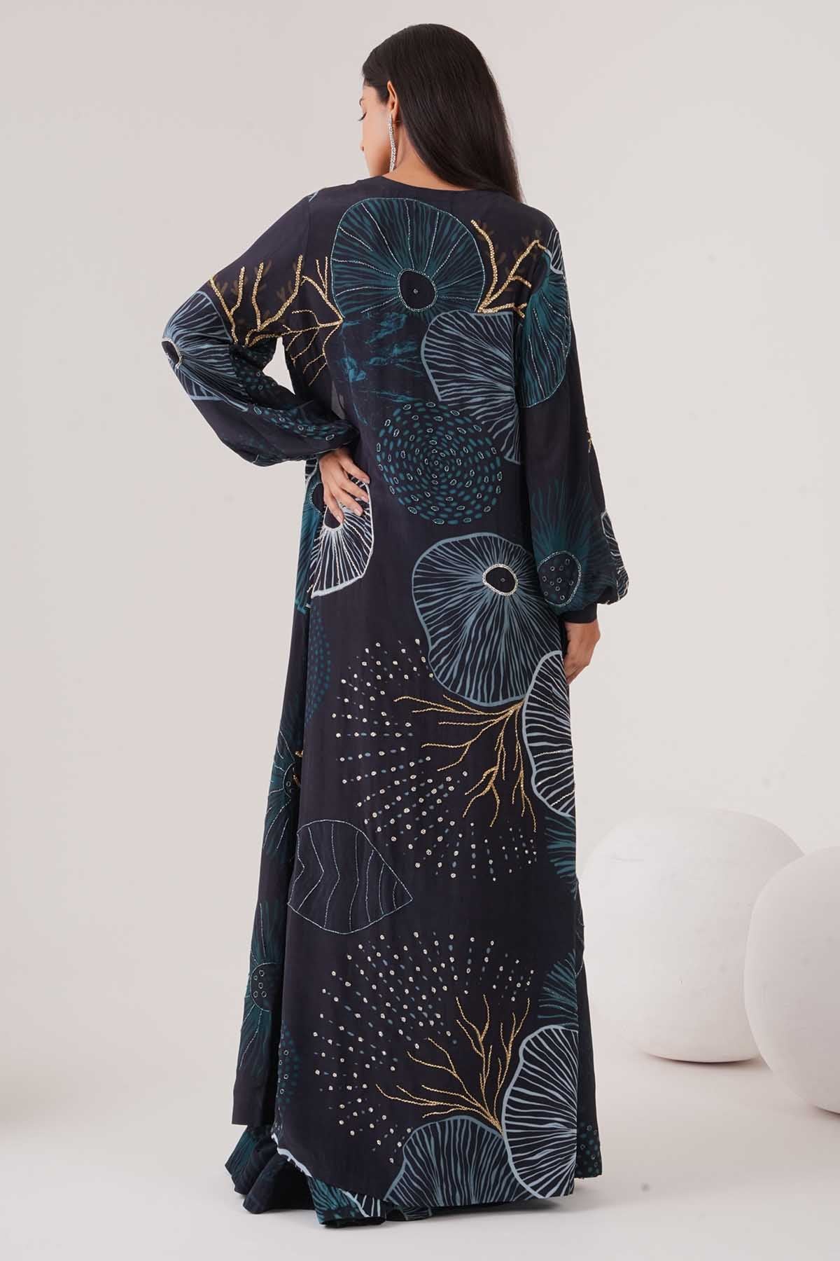 Blue Printed Indo-Western Set