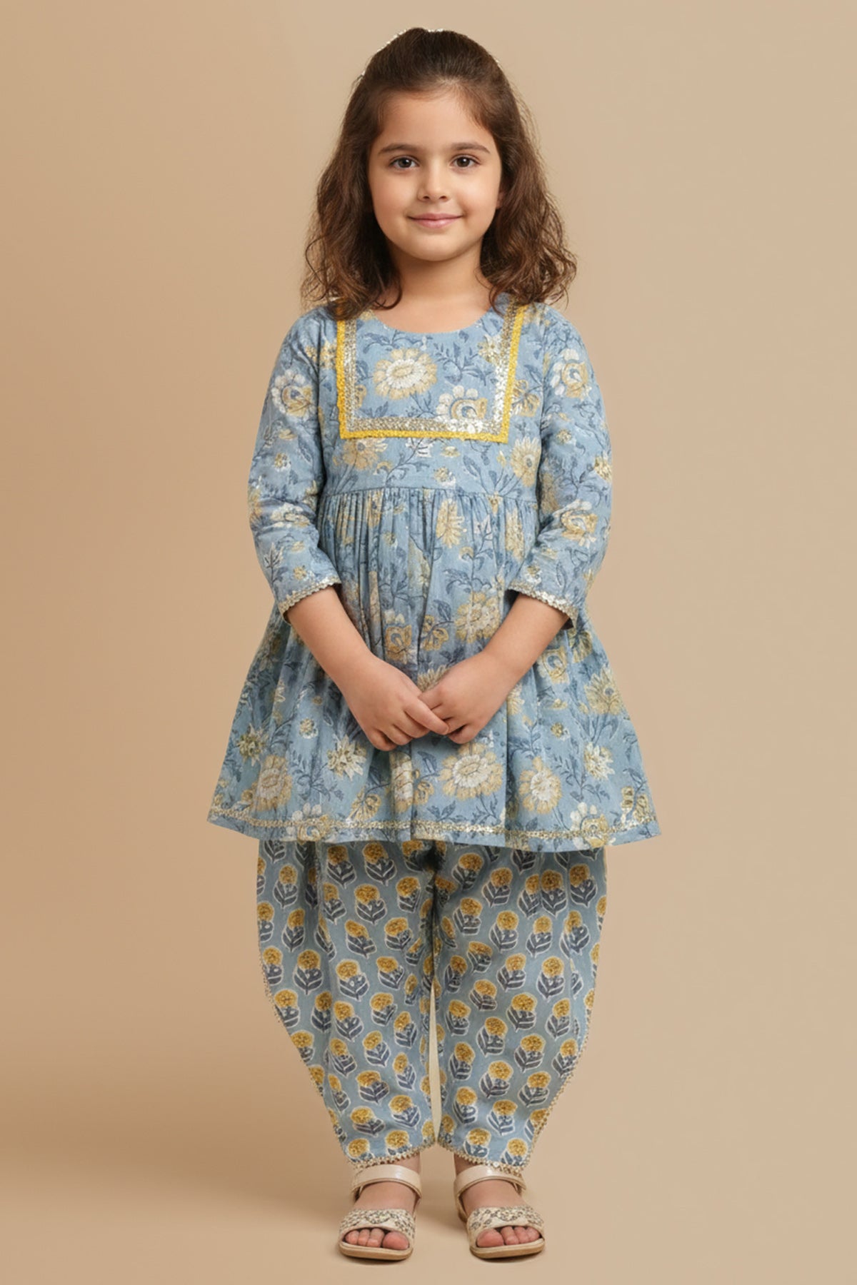 Buy Blue Printed Kurta And Dhoti for Kids by ViYa online available at scrollnshops
