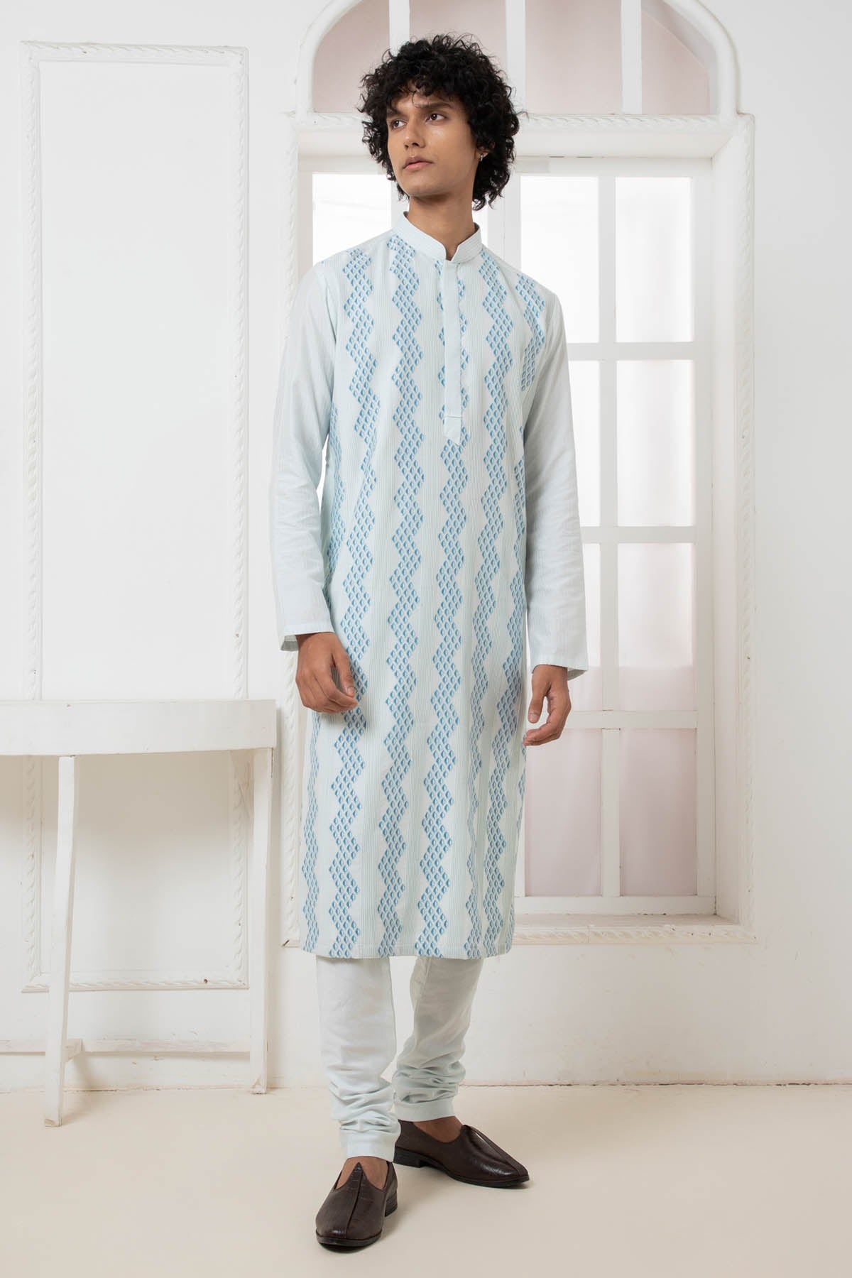 Buy Blue Printed Pintuck Kurta Set Online