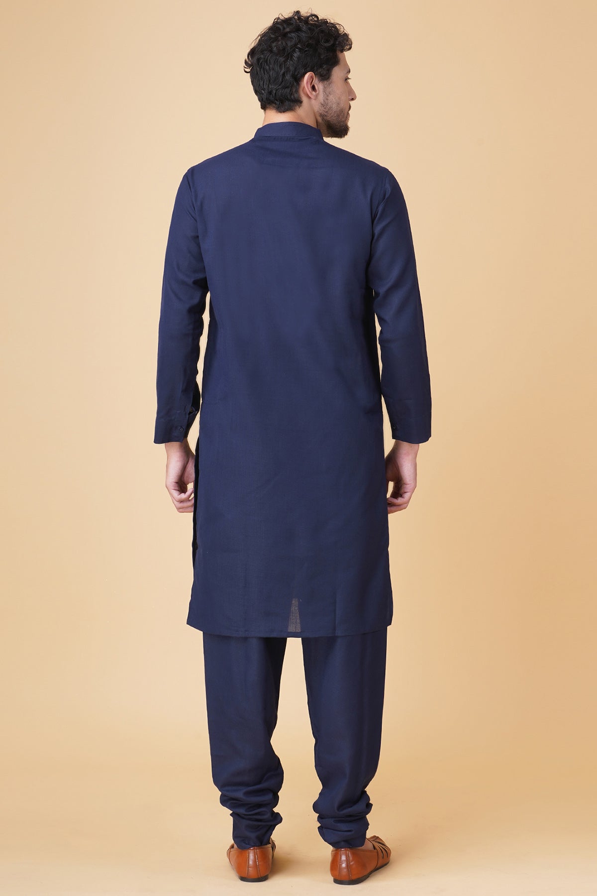 Blue Printed Ruby Silk Kurta Set