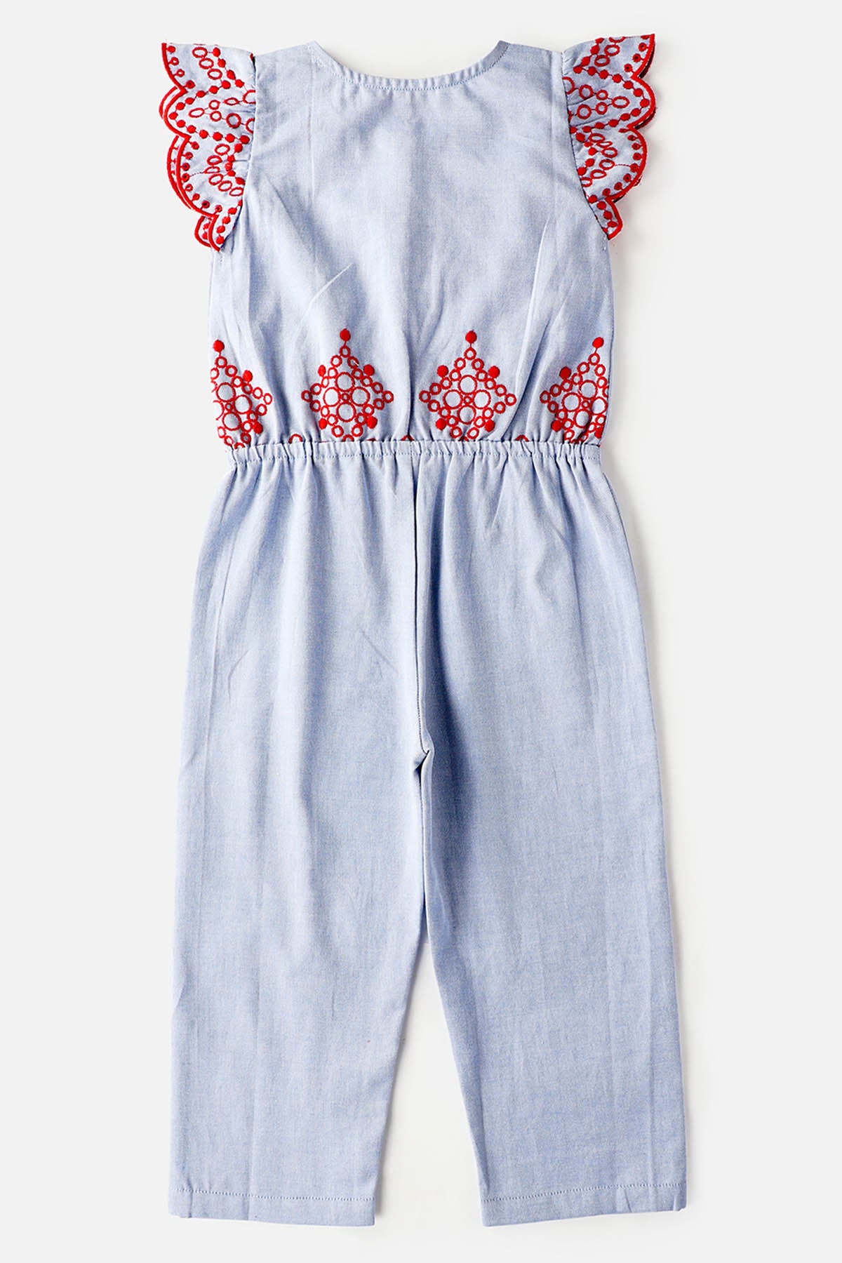 Blue & Red Embroidered Jumpsuit