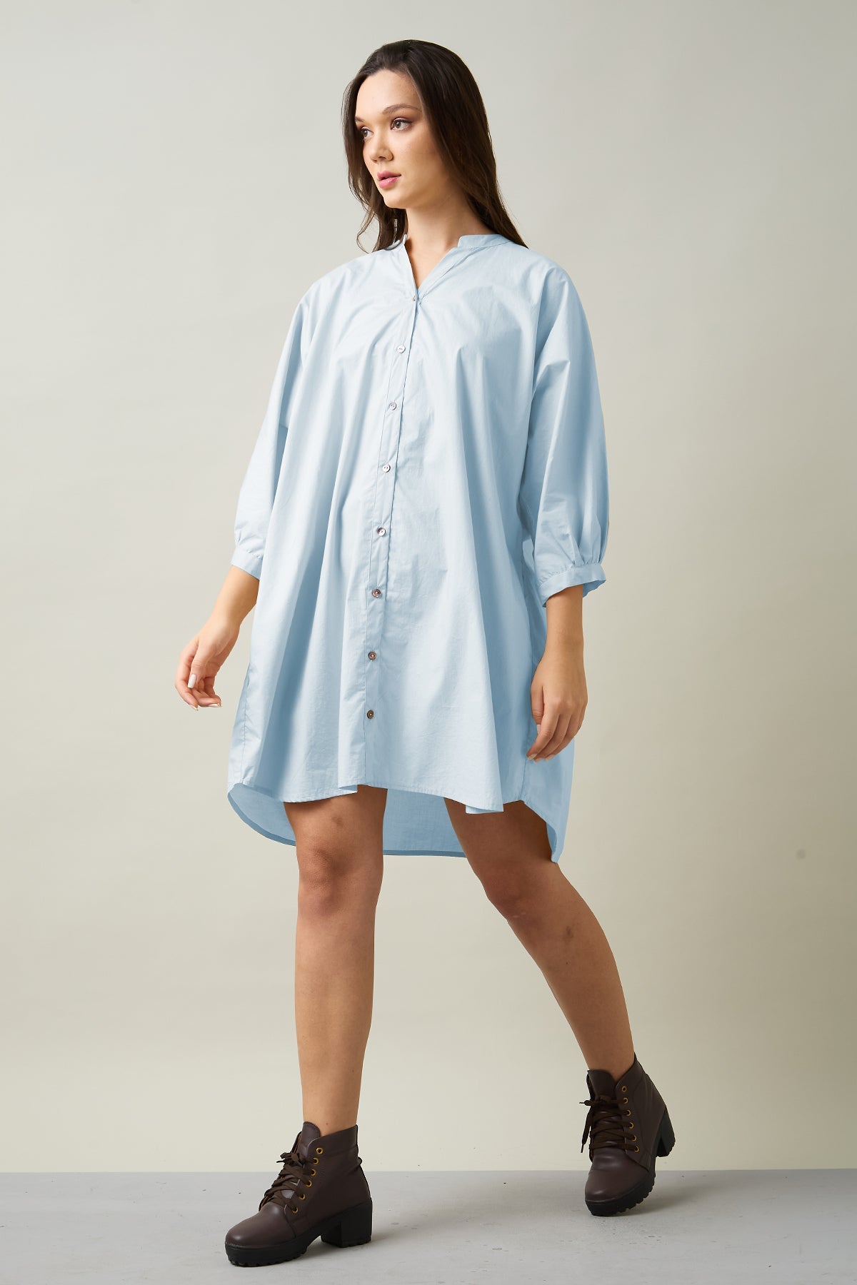 Buy Blue Relaxed Shirt Style Dress for Women by SNEHA B Designer online available at scrollnshops