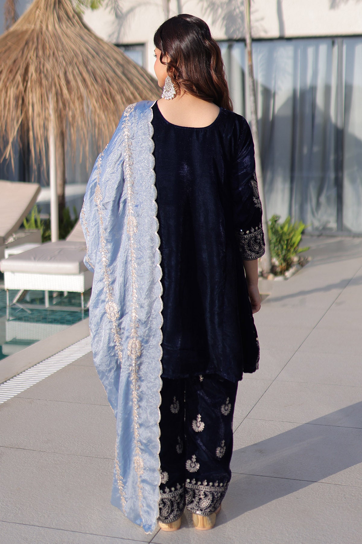 Blue Rich Zari Work Kurta Set