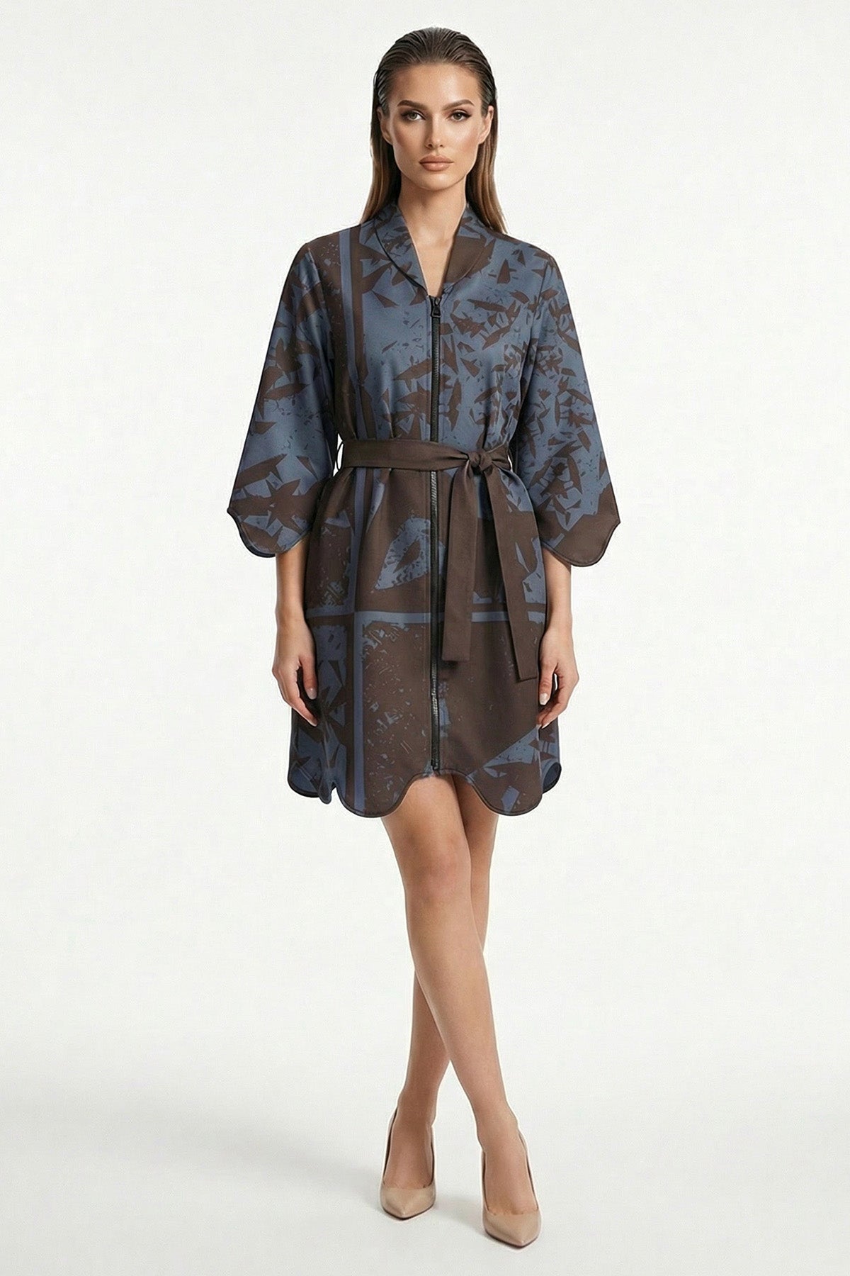 Buy Blue Satin Artistic Mini Dress for women by Tezhhomayaa online available at scrollnshops