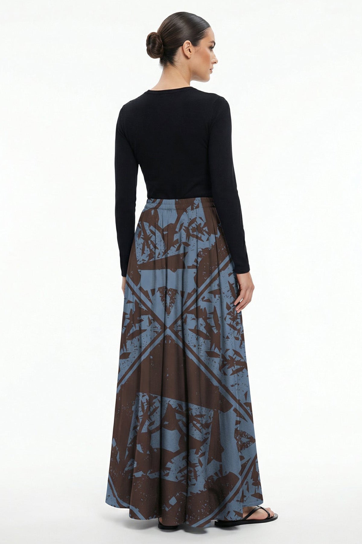 Blue Satin Bold Artistic Skirt