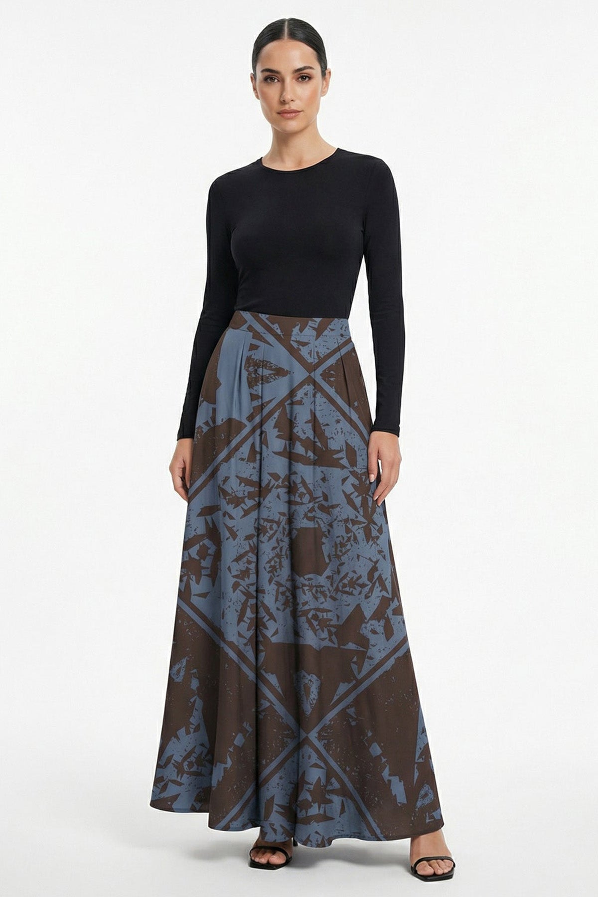 Buy Blue Satin Bold Artistic Skirt for women by Tezhhomayaa online available at scrollnshops
