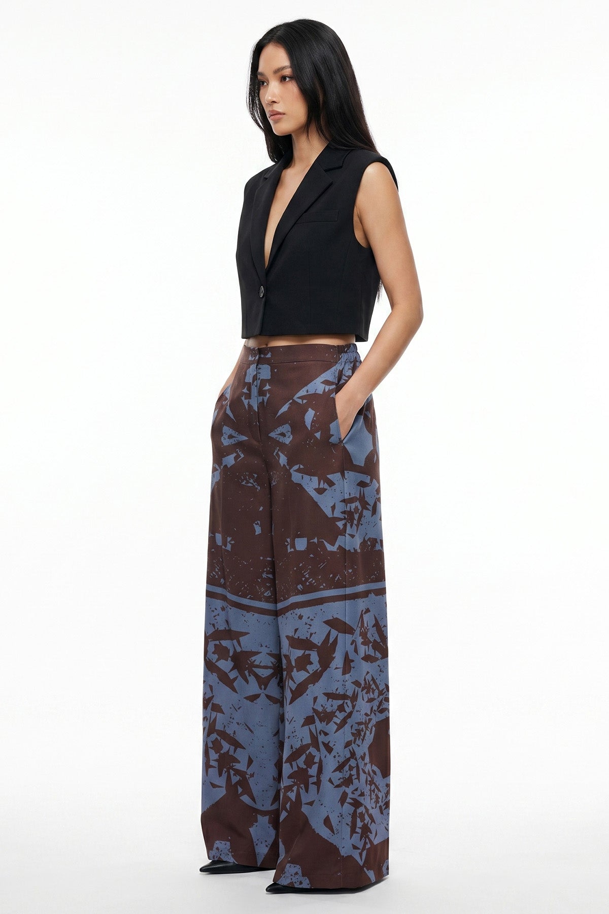 Blue Satin Bold Artistry Pant