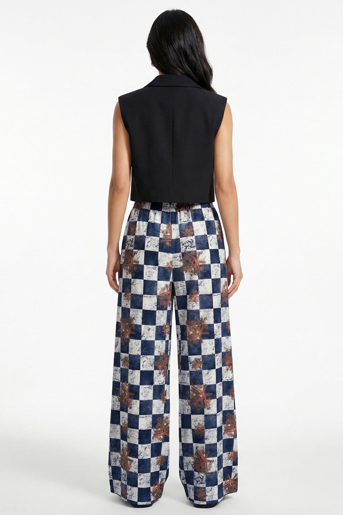 Blue Satin Wide Trouser Pant